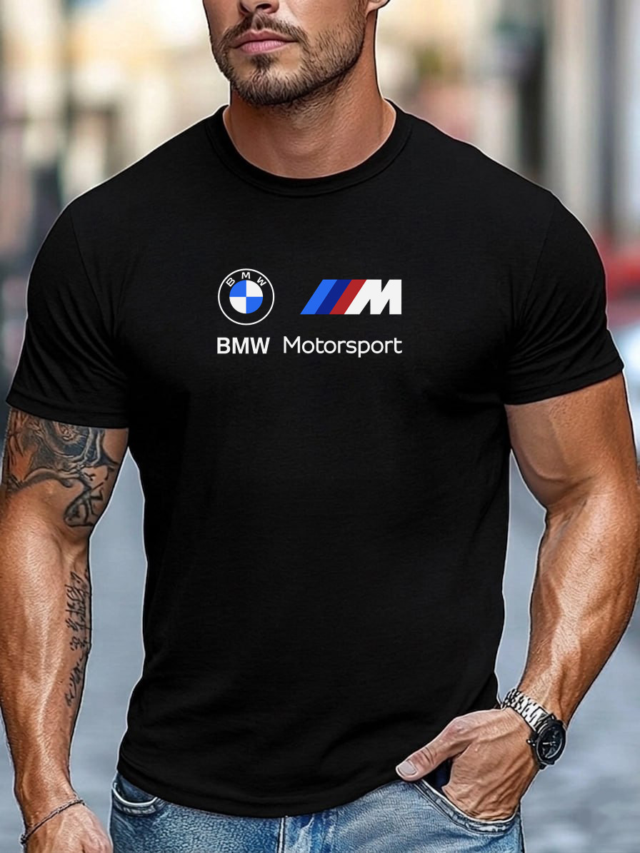 BMW M Motorsport Black T-shirt Classic Cotton Tee Casual Unisex