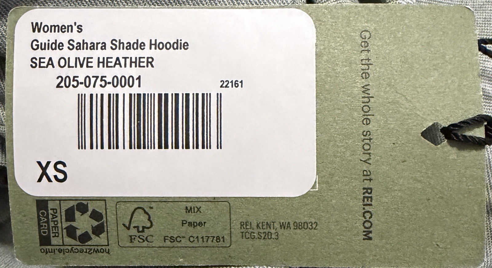 REI Co-op Womens X-Small Sahara Shade Hoodie Sea Olive Green Hike Active Top