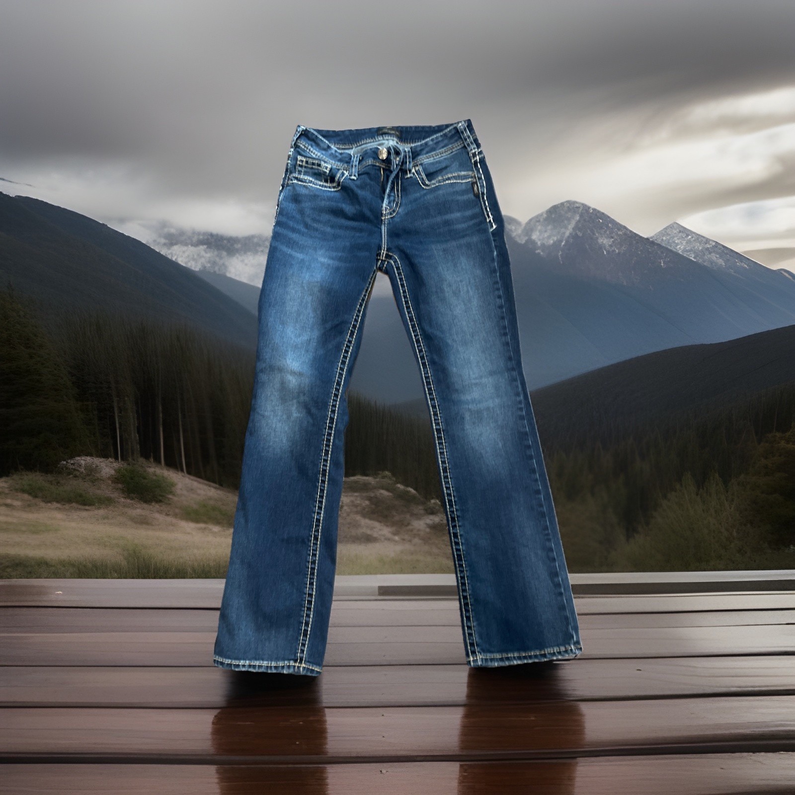 Silver Jeans Co Avery Slim Boot Womens 28×31 Blue Stretch Mid Rise Jeans
