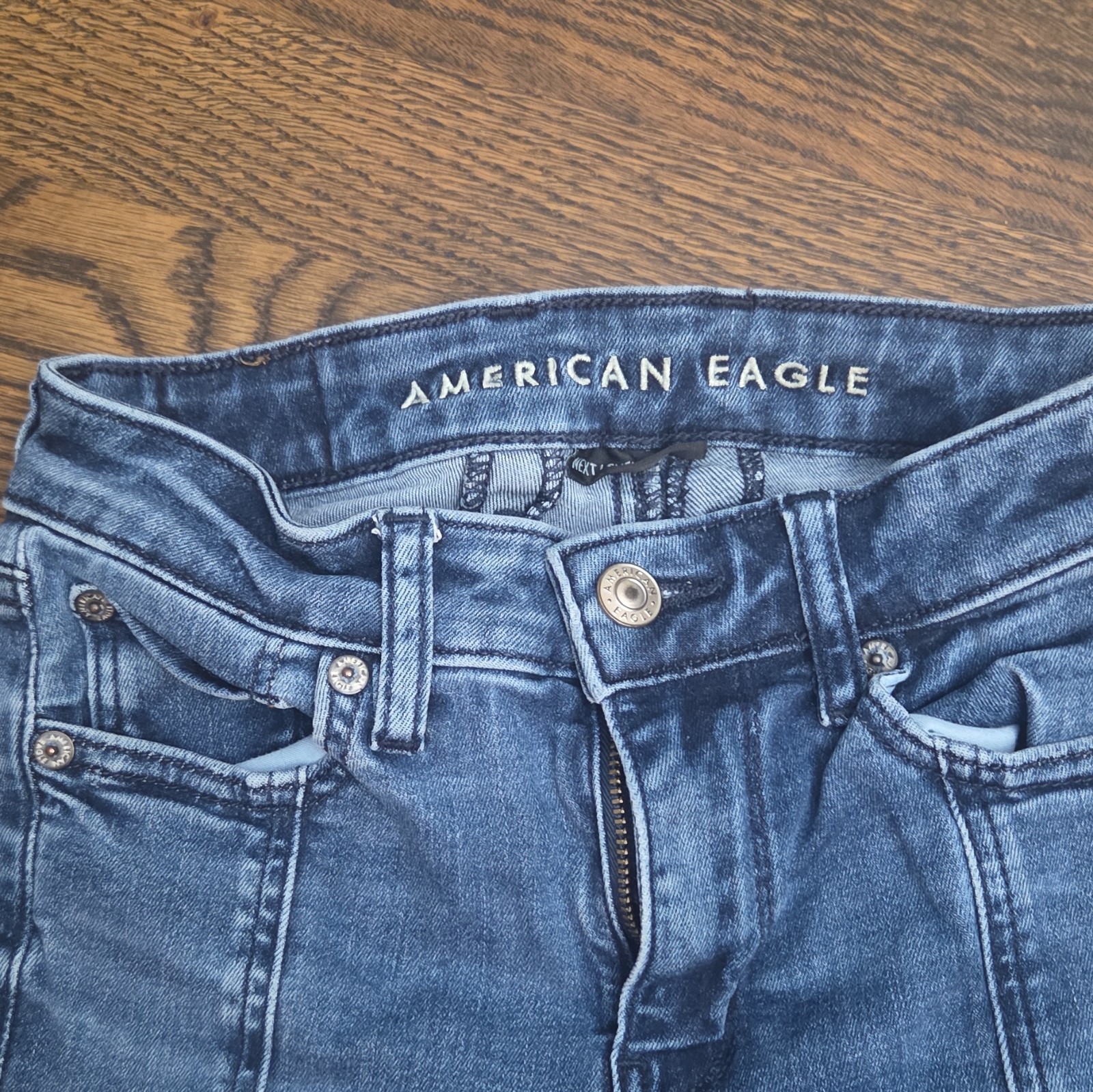 American Eagle Outfitters Next Level Stretch High Rise Flare Jeans 00 Blue