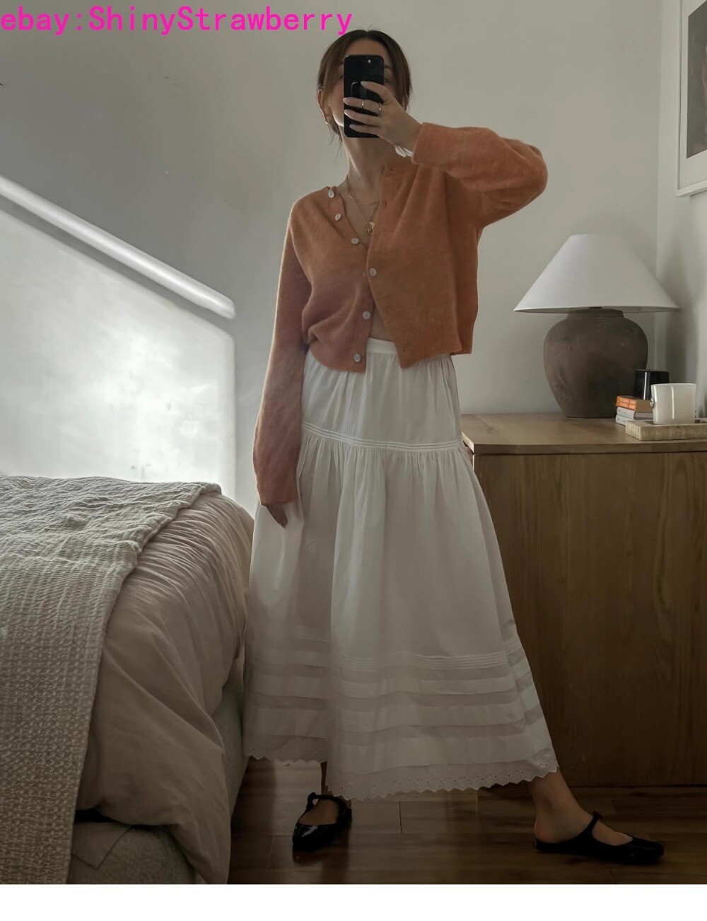 Doen Organic Cotton White Skirt WOMEN Midi Dress