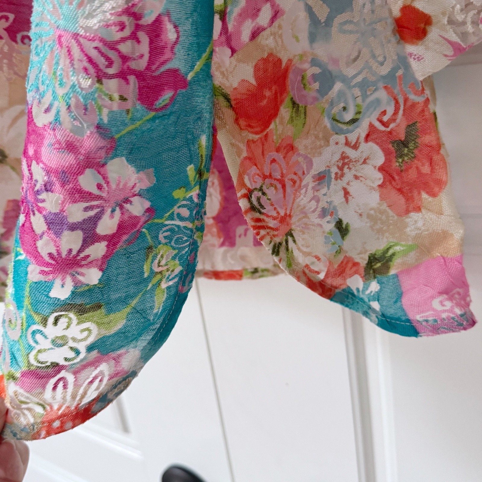 Vintage Graff Floral Patchwork Button Up Shirt XL Whimsical Boho Artsy Funky