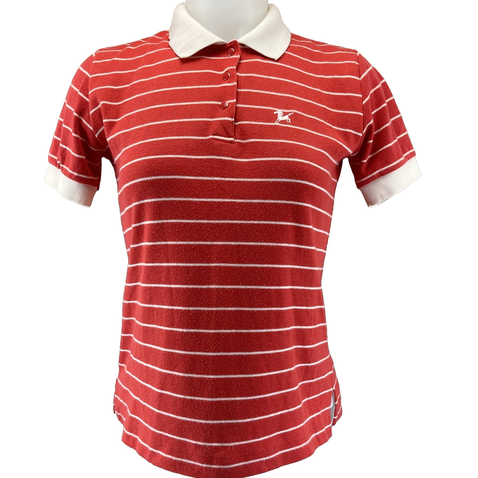 Vintage Licorice Shirt Women’s S Red White Embroidered Pony Striped Polo Retro