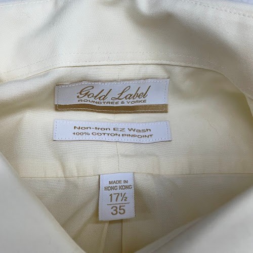 Roundtree and Yorke Gold Label Button up shirt Mens 17.5 35 long sleeve Dress