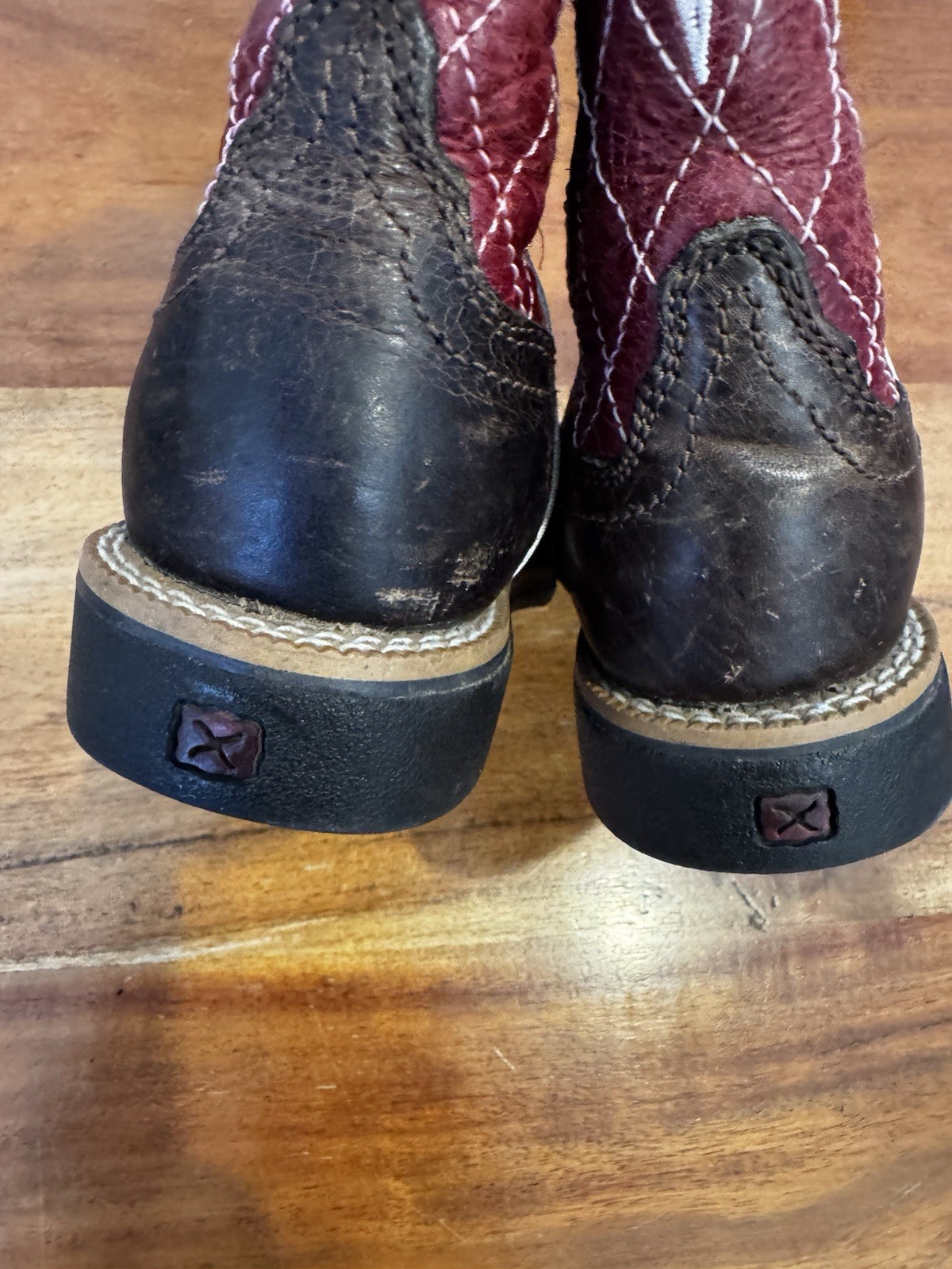 Twisted X Cross Boots Western Leather Red Brown Little Boys 8.5 M