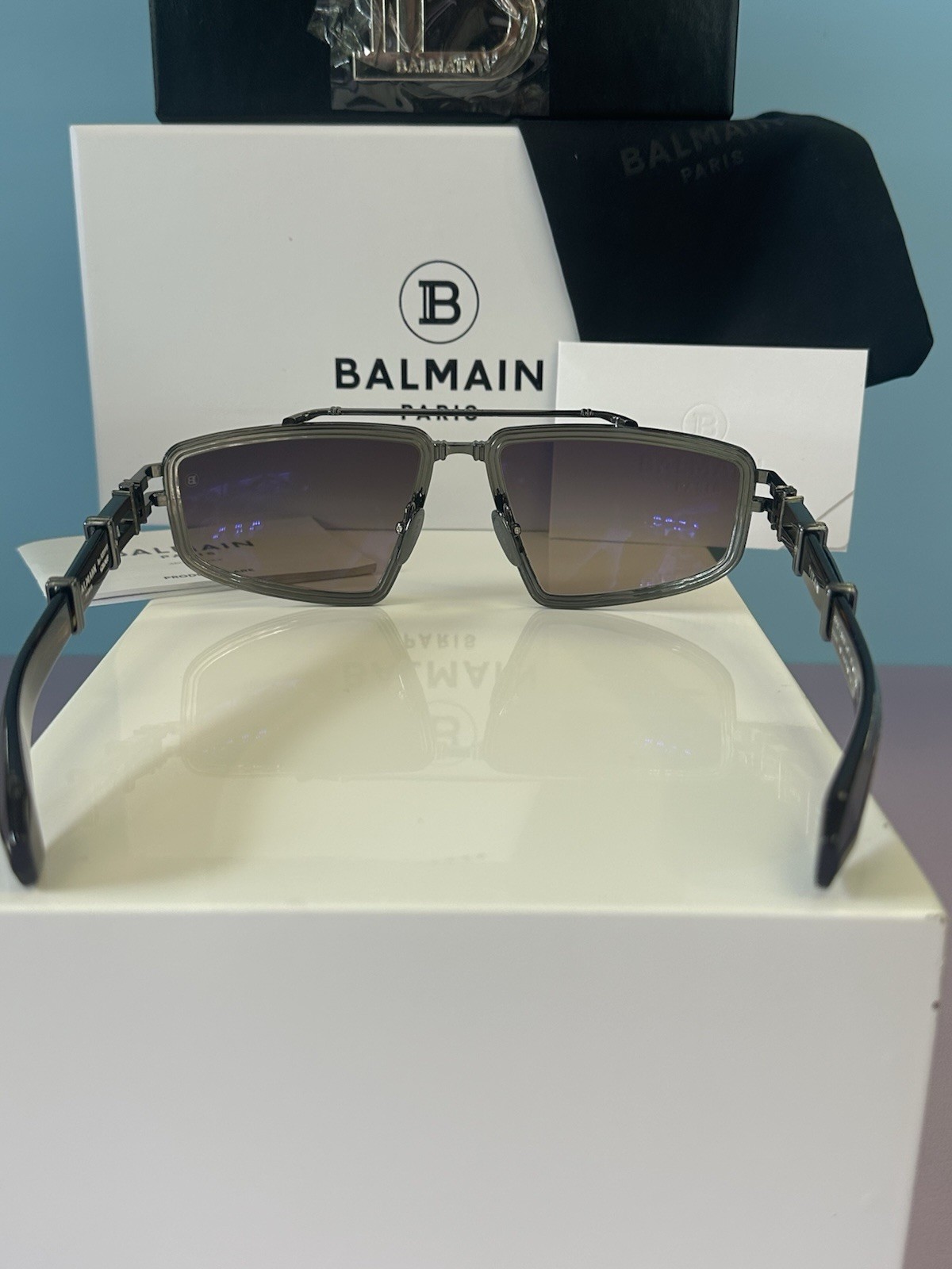 NEW BALMAIN by AKONI SUNGLASSES TITAN GUNMETAL BLACK BROWN BPS-139B-59 59 18 130