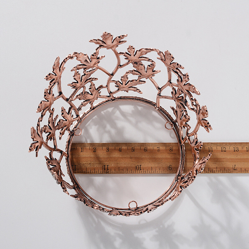 9cm Tall Clear Crystal Copper Wedding Queen Princess Prom Drama Round Crown