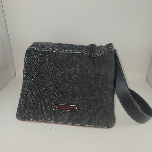 Reversible Purse Red Bandana or Solid Gray Denim by Reaction UNIQUE Cross Body