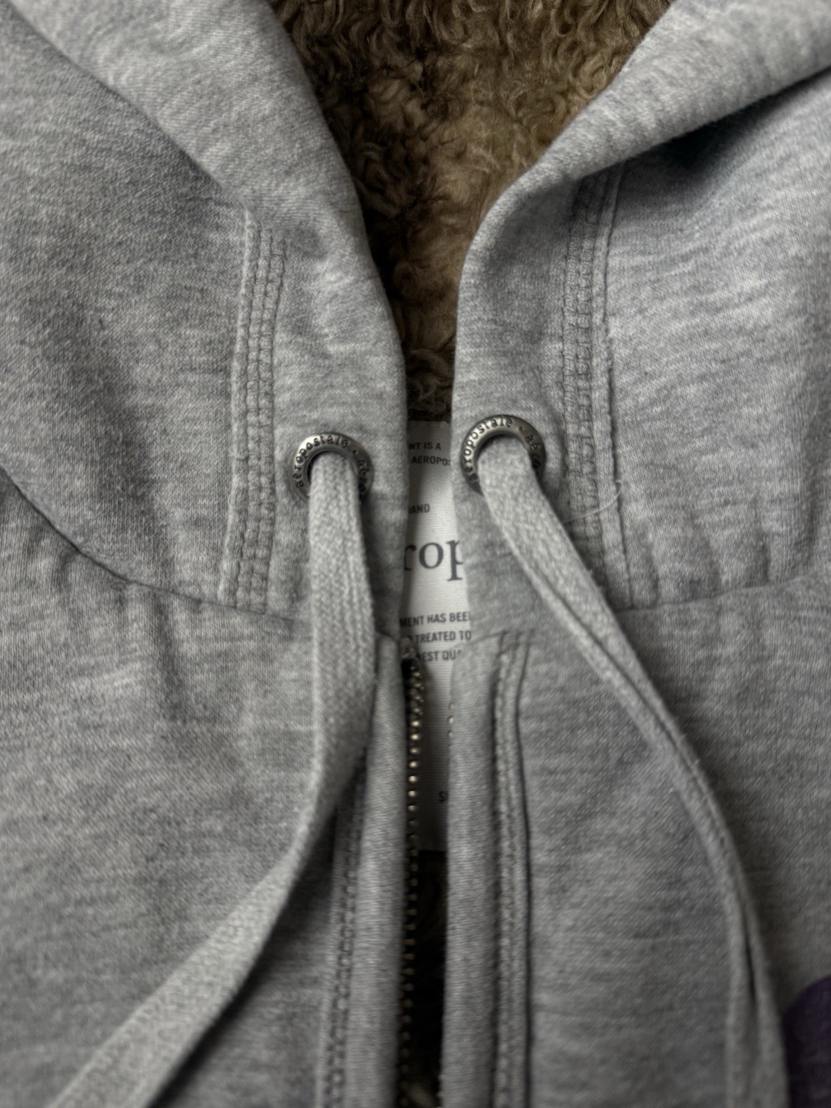 Aéropostale Women’s XL Gray Full Zip Hooded Lined Hoodie w/ Pockets Logo