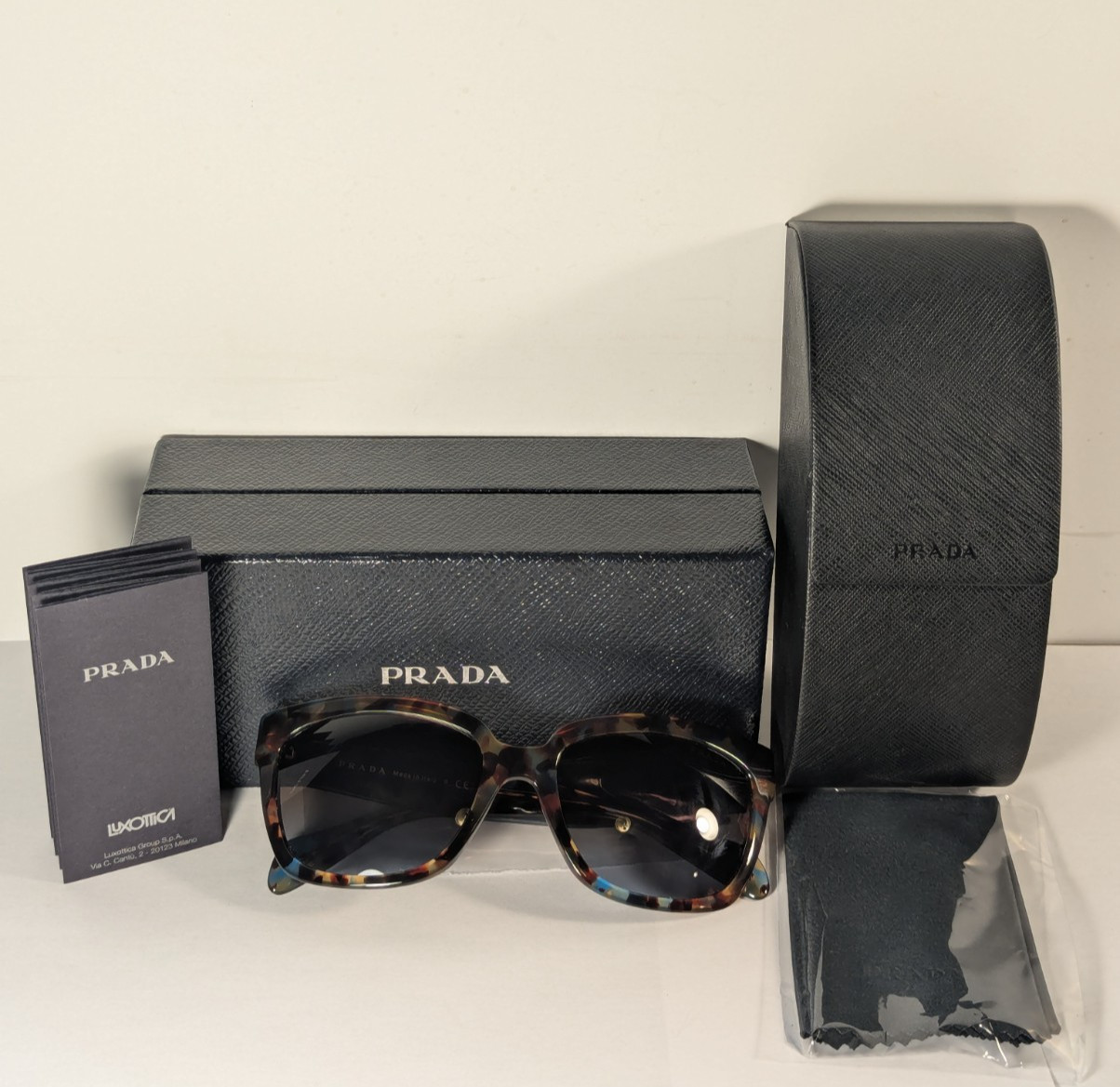 PRADA SPR 07P 56/18 NAG0A4 Tortoise Shell Multi Havana Spotted Blue Sunglasses