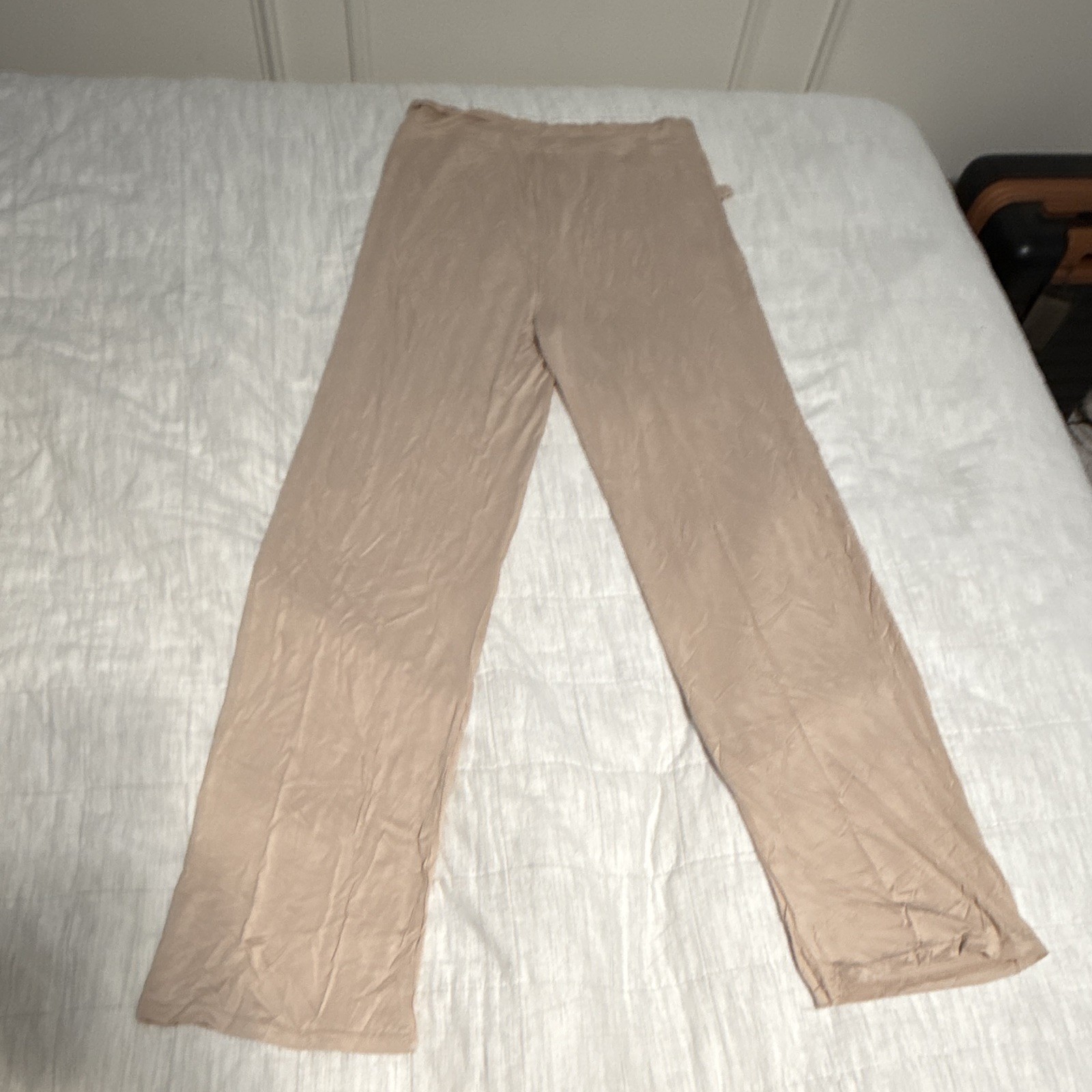 Women’s Beige Solid Spandex Ankle Leggings Pants, Regular Size XL