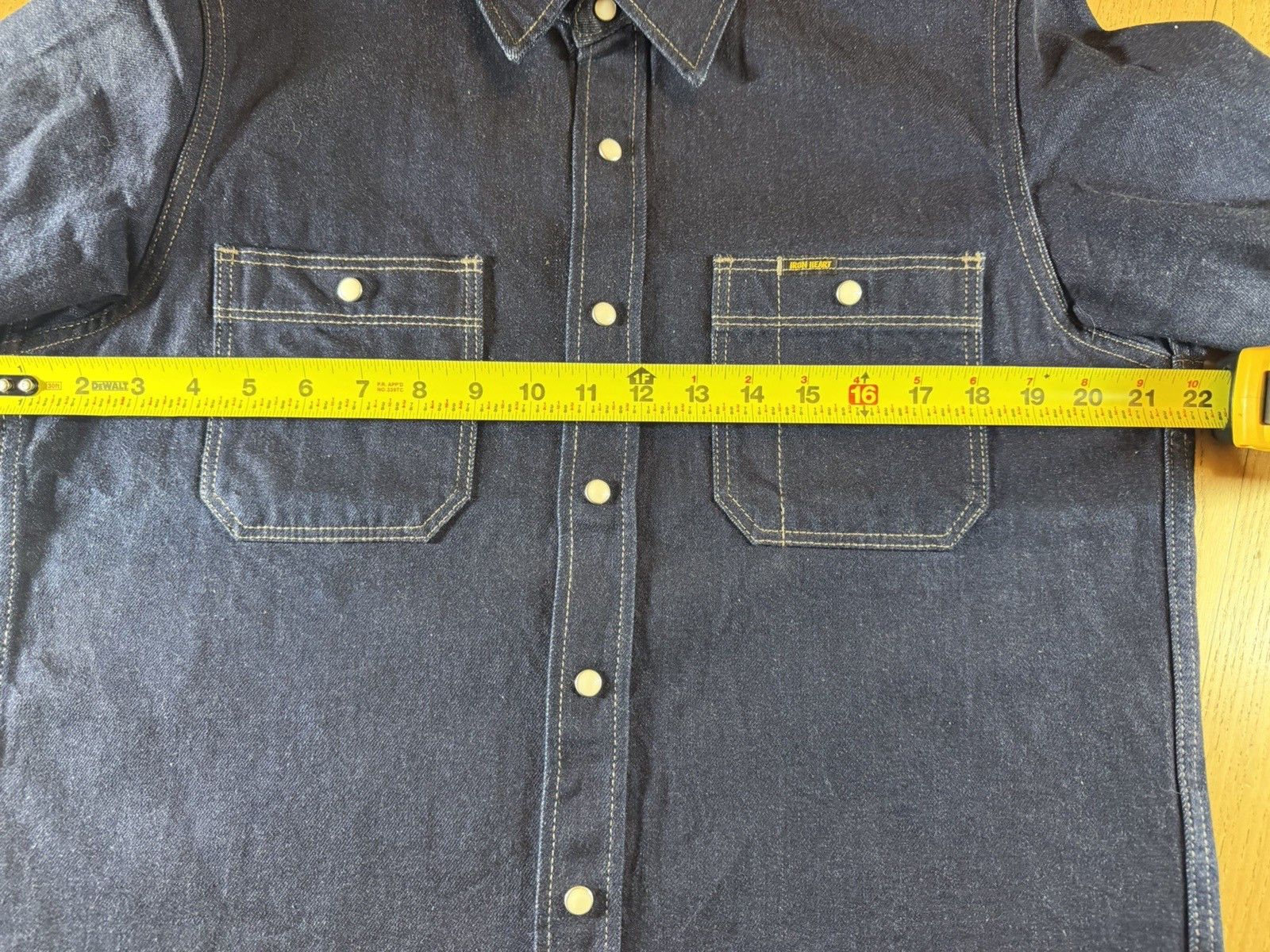 Iron Heart IHSH-326 12oz Denim Snap Work Shirt – Indigo – Large