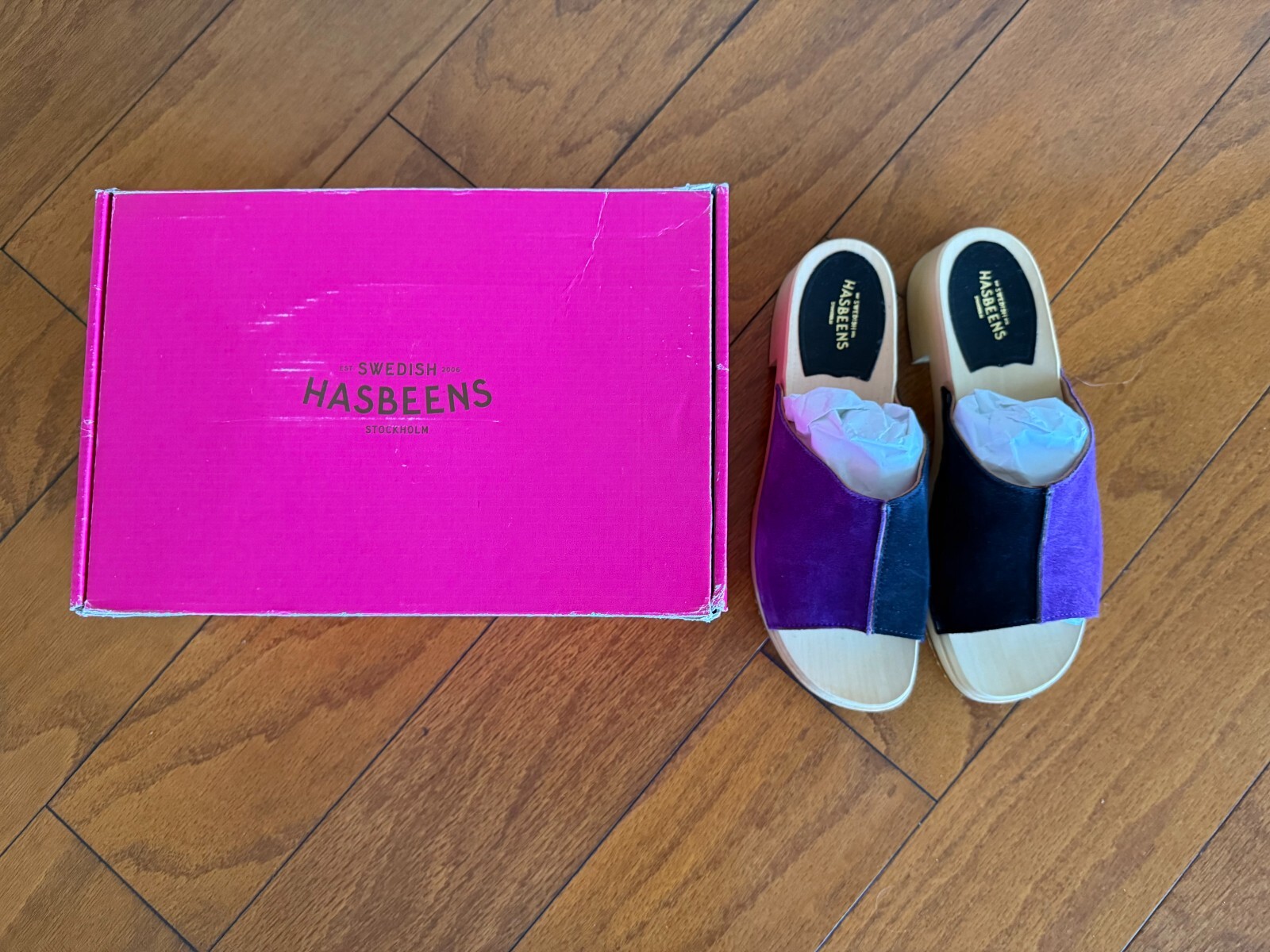 swedish hasbeens Combo Clog Nero/Viola 39 (US Women’s 9) B (M) Save $155.00