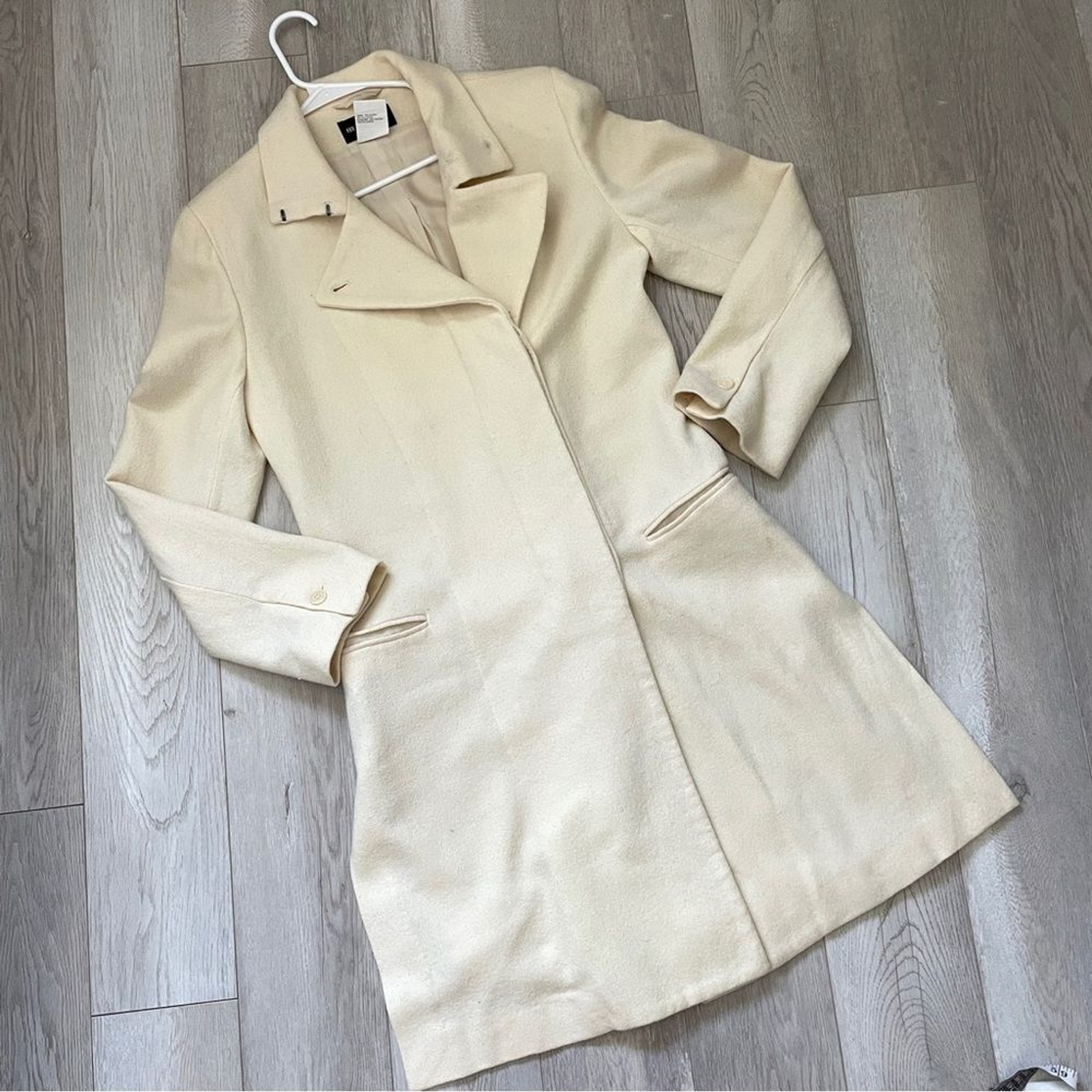 Ann Demeulemeester Coat wool long womens Cream (size 40) chic minimalist winter