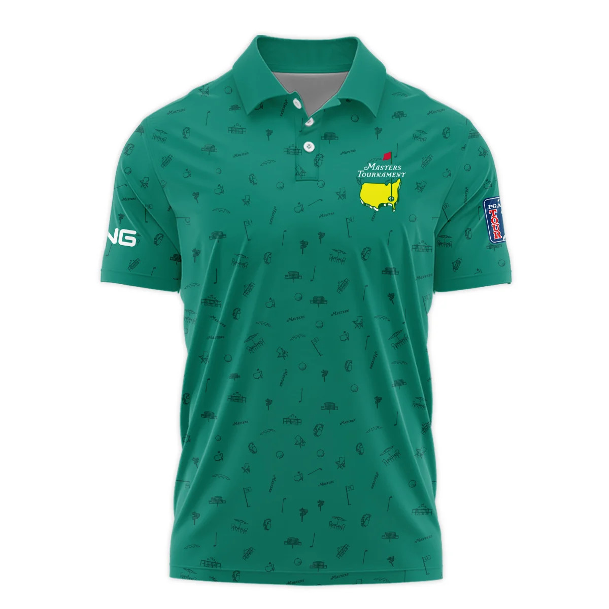 Golf Masters Tournament P/Ping Polo Augusta Green Golf Sports Polo Shirt Men