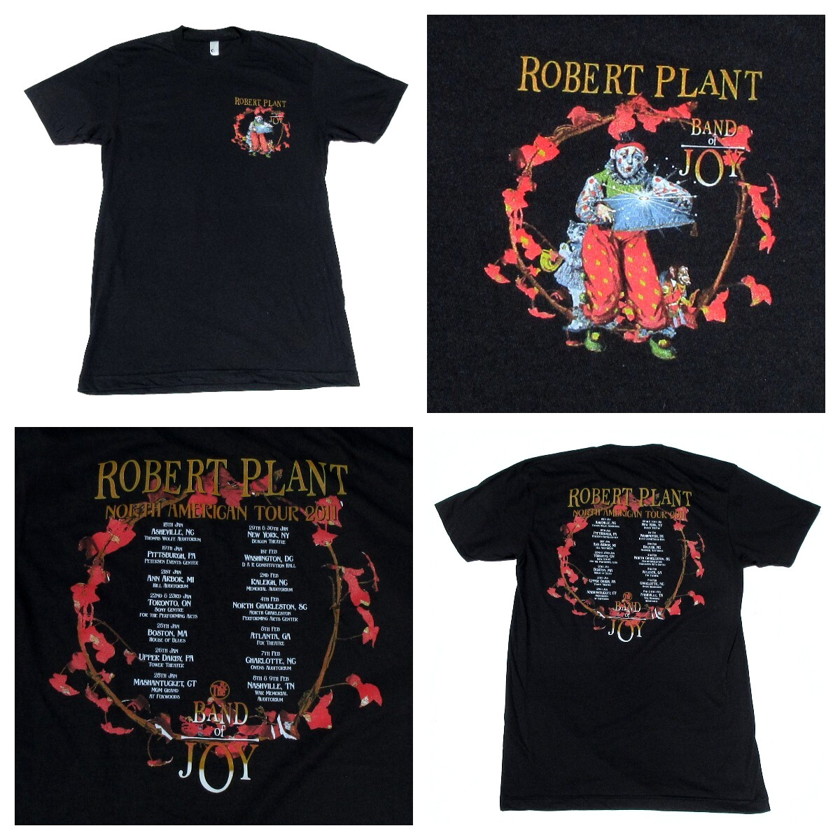 Robert Plant & The Band of Joy 2011 Concert Tour Dates Shirt – Adult Mens Small