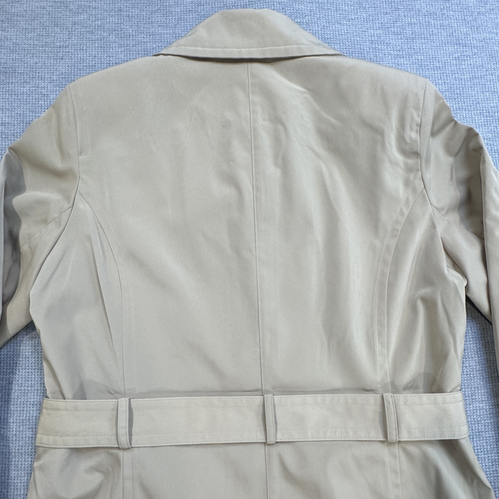 Towne Collection Womens Size L Khaki Trench Coat Belted Padded Shoulder NWT