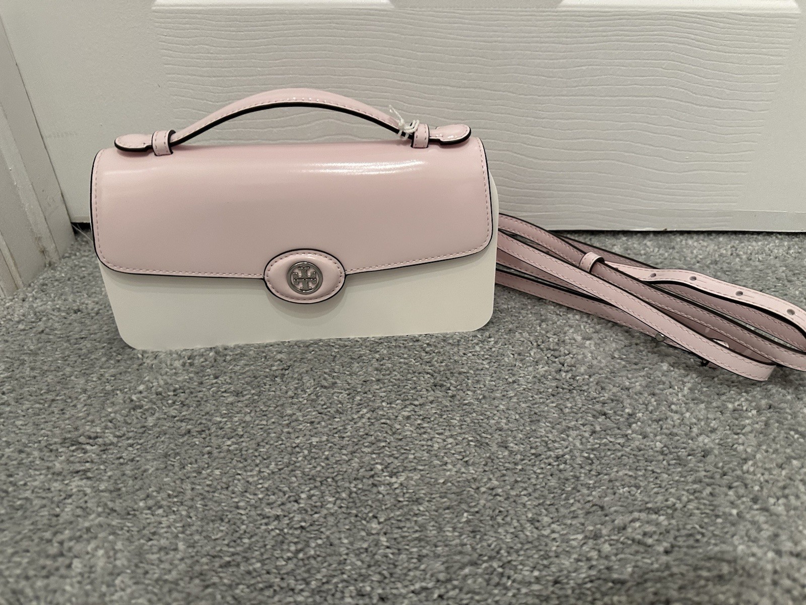 NWT Tory Burch MINI ROBINSON SPAZZOLATO CROSSBODY Bag In Pink Lily SOLD OUT!
