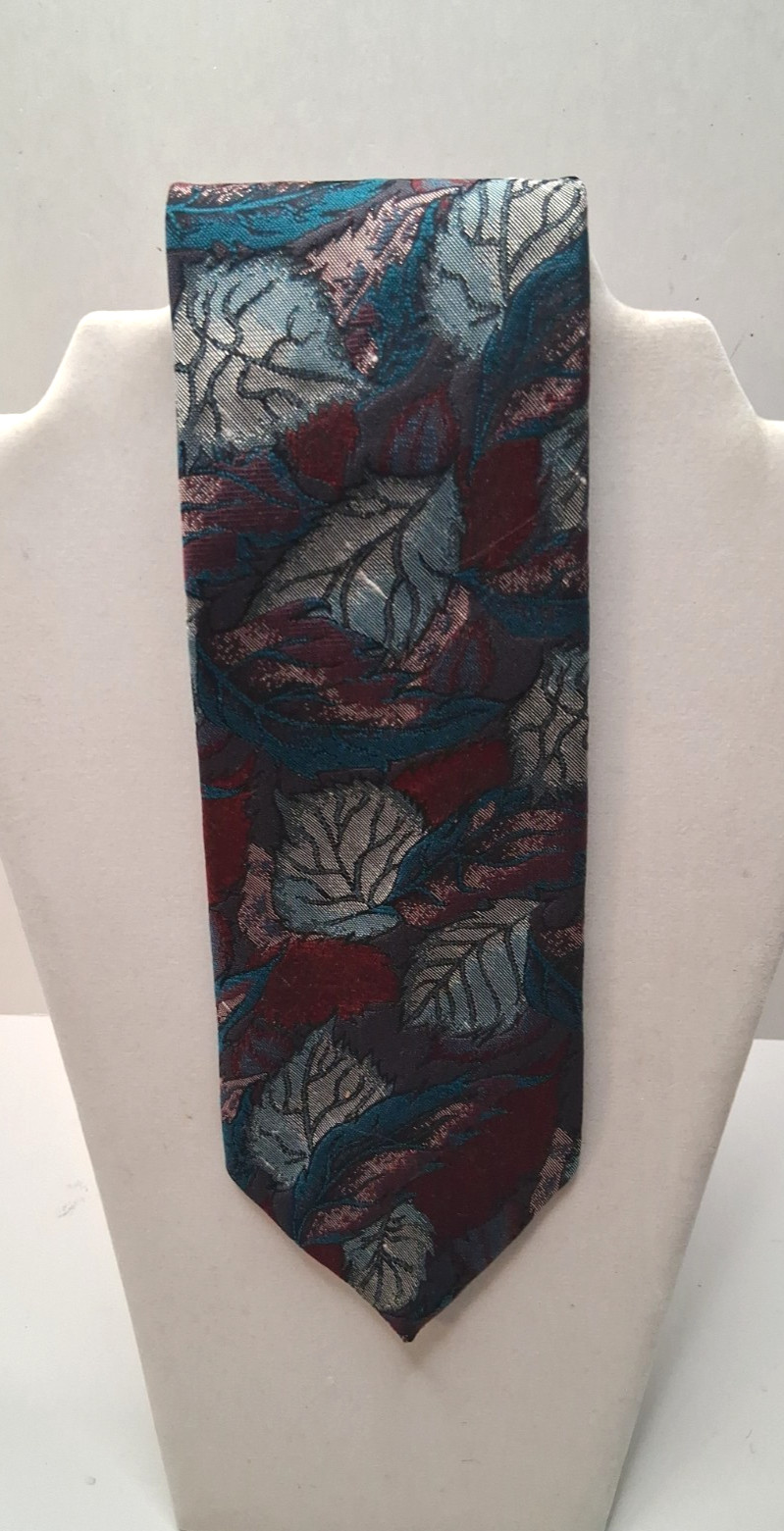 Lot of 3 Botanical Leaf Neckties Name Brands Assorted Sizes Patterns Fabric