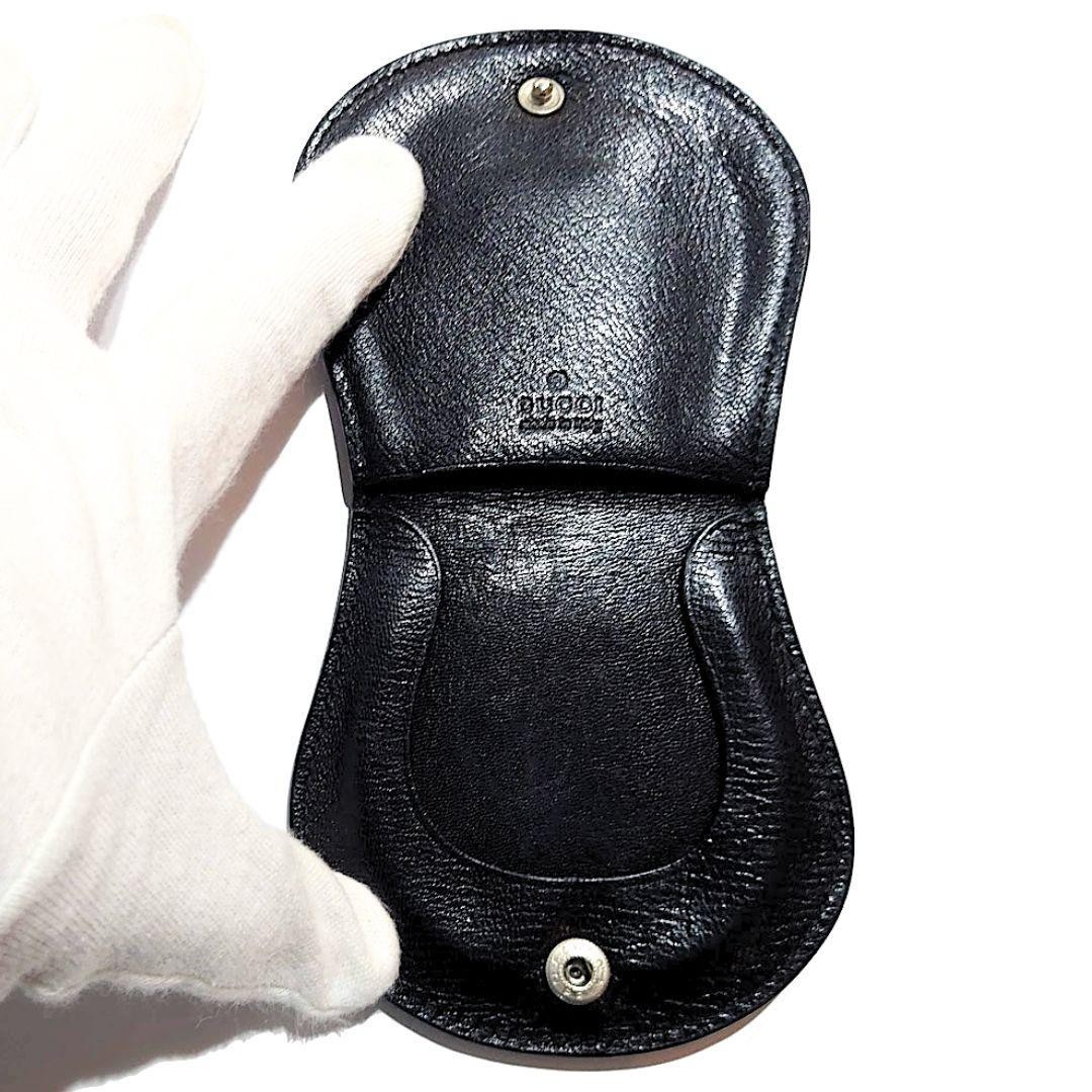 GUCCI G Logo Coin Case Small Change Pouch Leather Black Shipping Included