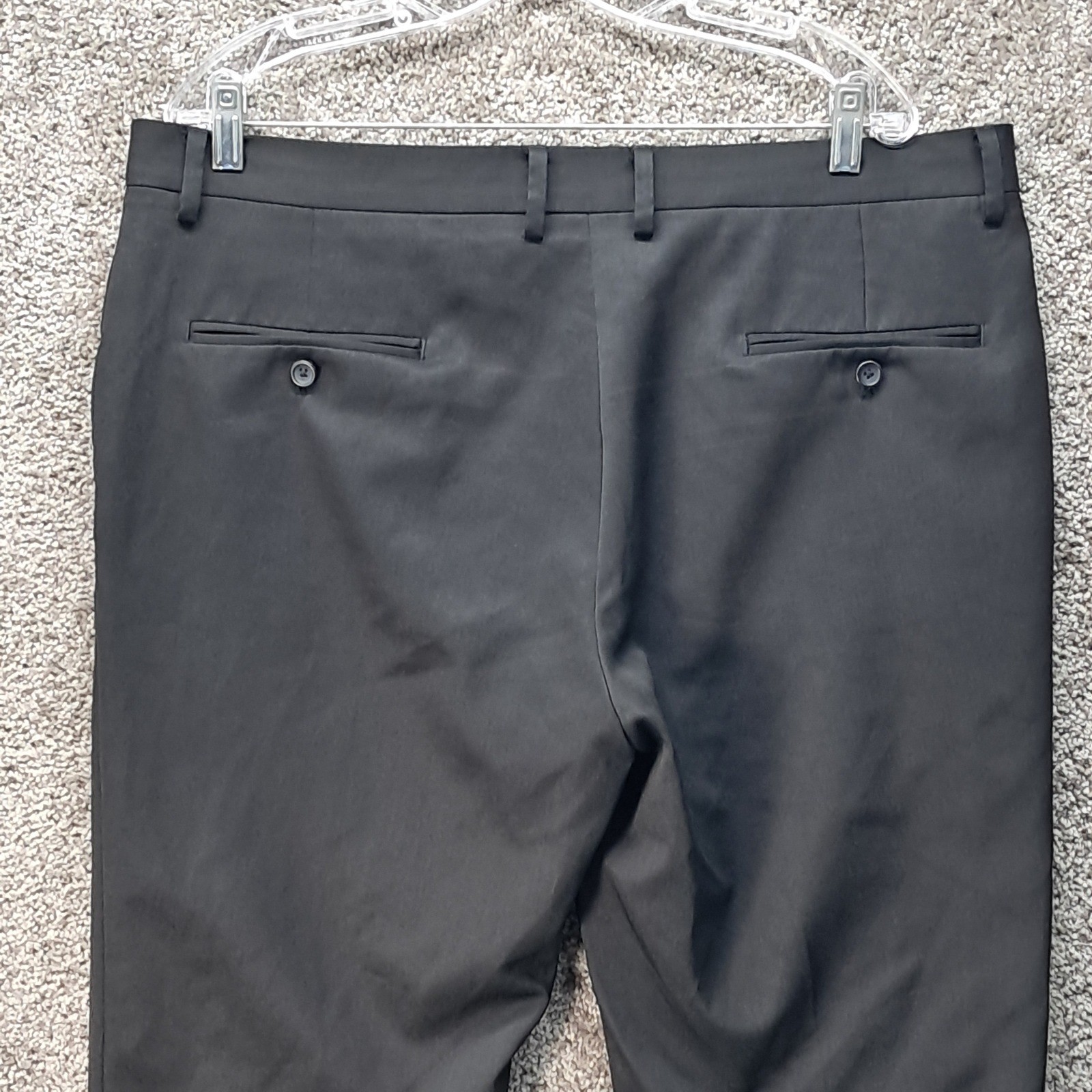 Kenneth Cole Reaction Mens Black Flat Front Dress Pants 38×32 WPL386 2503116