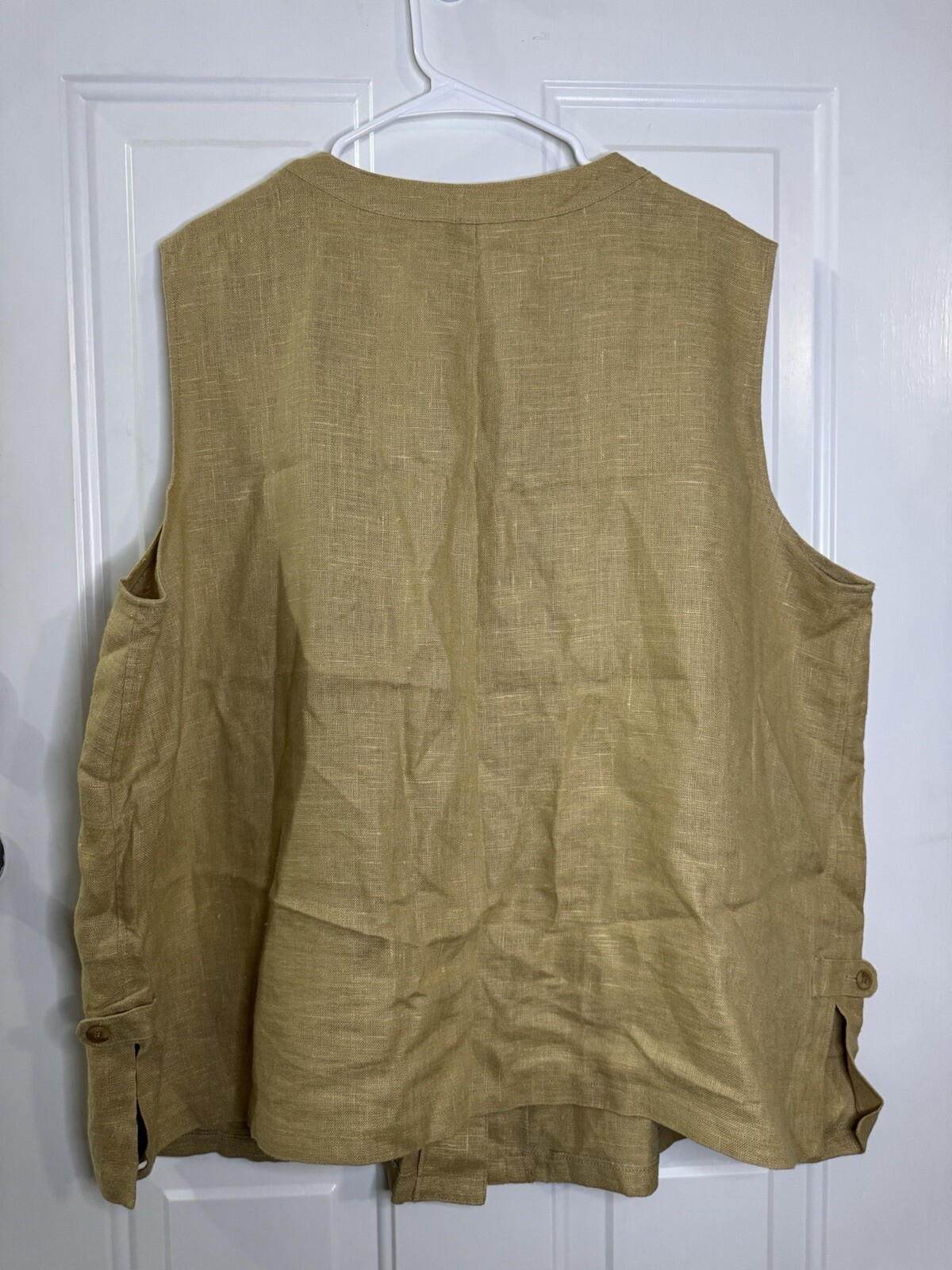 HARVE BENARD 100% Linen Button Front Sleeveless Blouse Top 26W Quiet Lux Casual