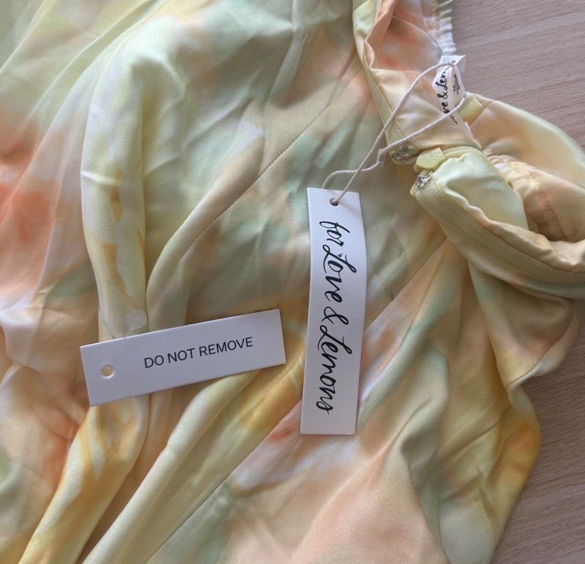 NWT for love & lemons yellow floral strapless maxi dress