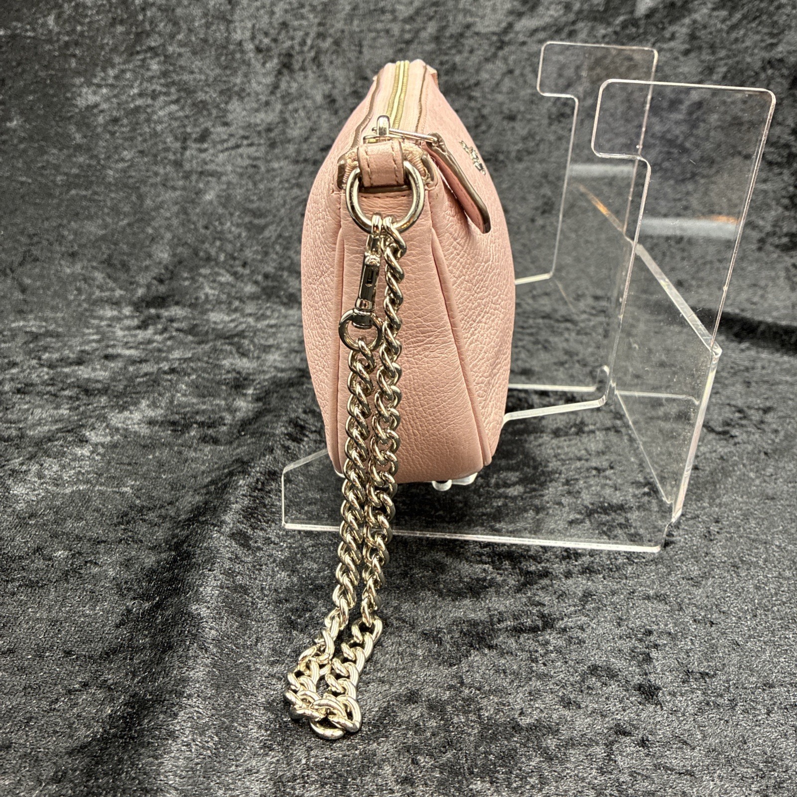 Coach Nolita 19 Petal Pink Pebbled Leather Wristlet Chain Shoulder Bag F53340 NY