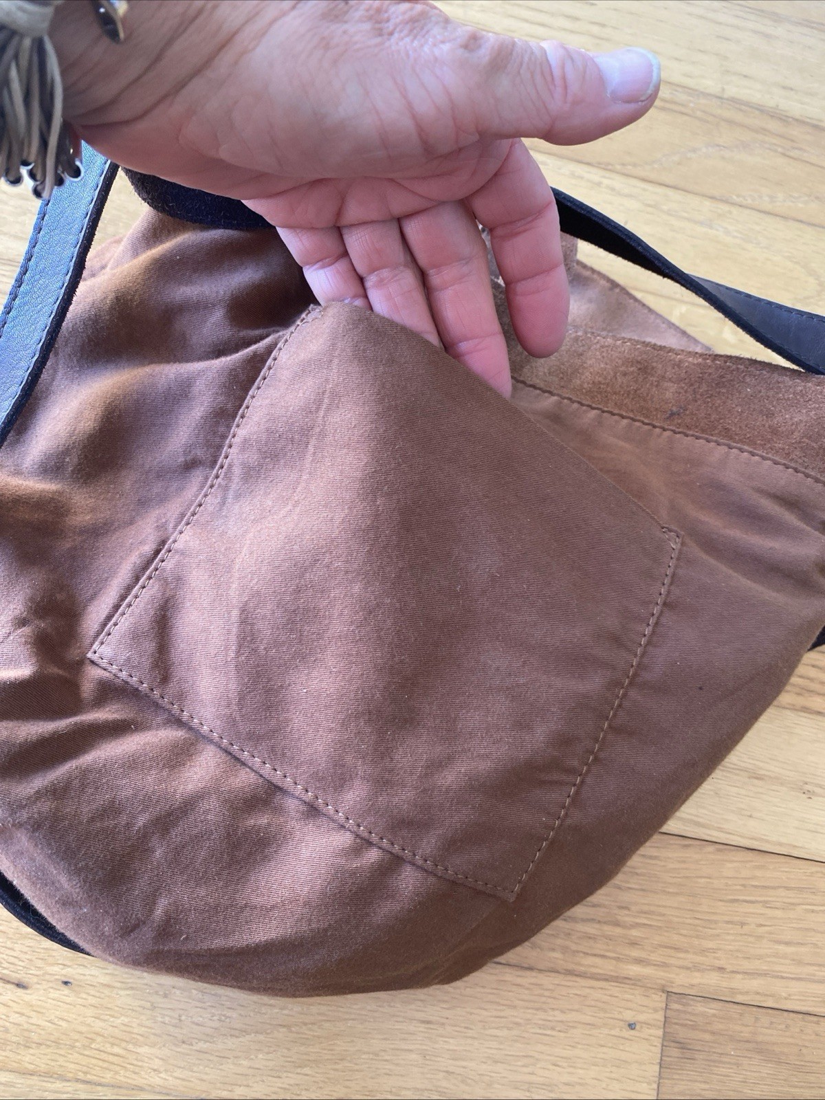 Free People Slouchy Suede Slingshot Rusty Brown Hobo Shoulder Bag Purse