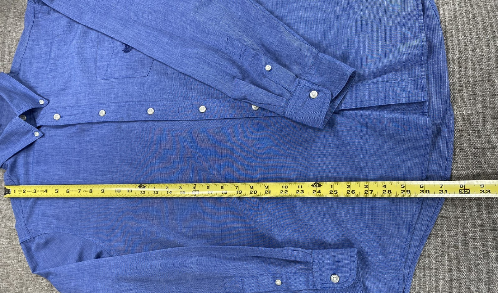 Chaps Button Down Shirt Top Men’s Large Blue Long Sleeve Pockets Easy Care