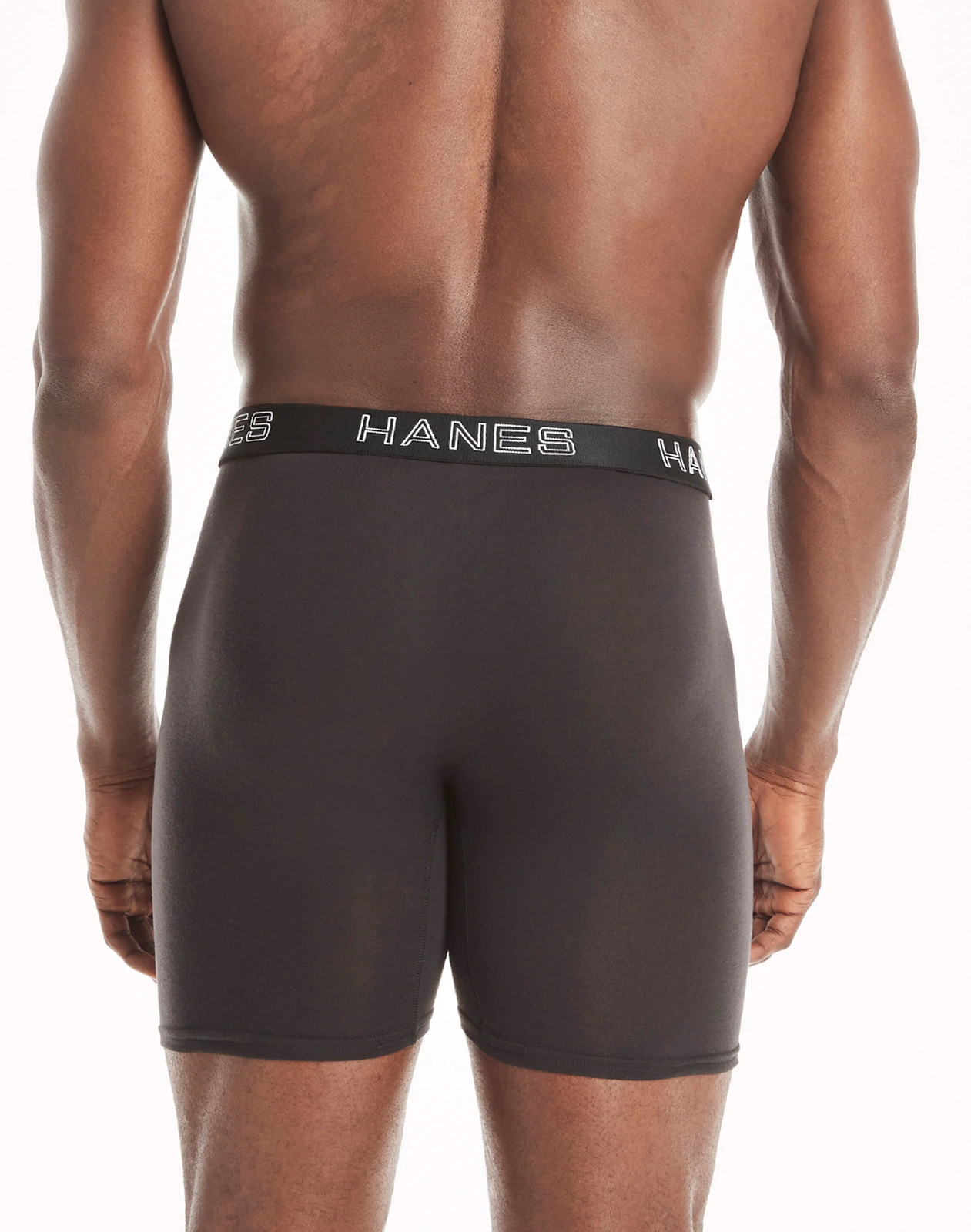 Hanes 4-Pack Men’s Ultimate Long Leg Boxer Comfort Flex Fit Brief Black/Grey
