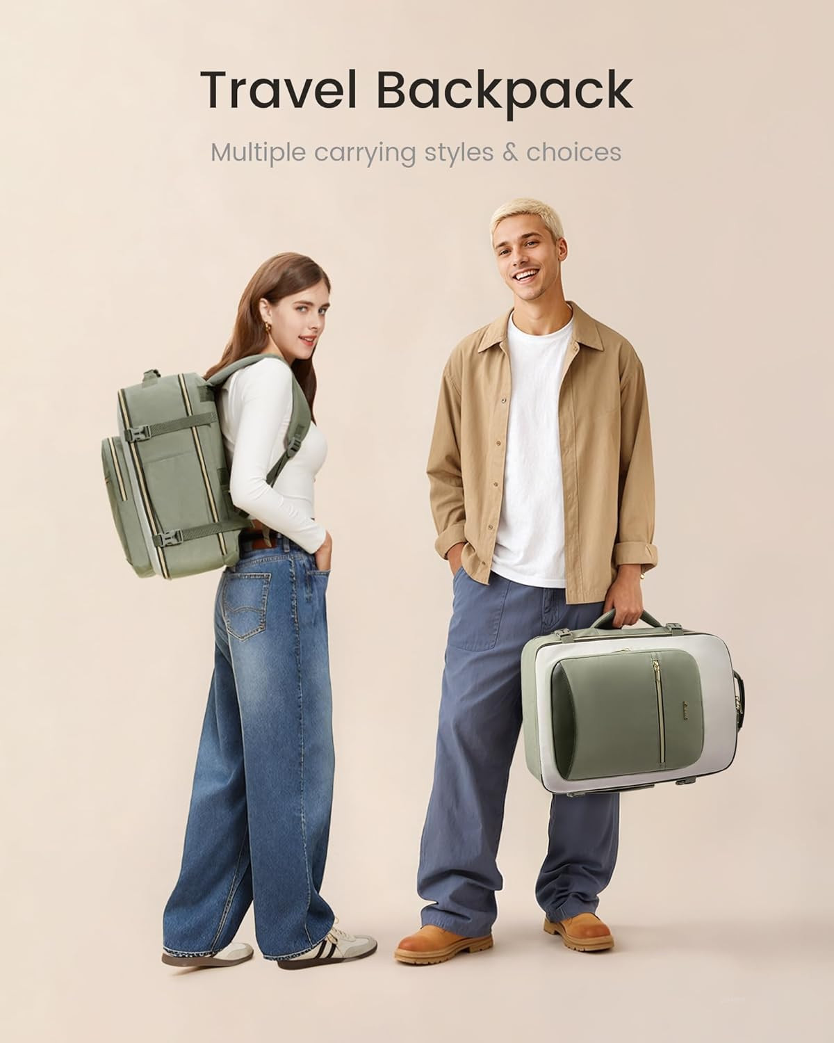 40L Travel Backpack for Women & Men, Airline Approved Carry on Luggage with 3 Pa
