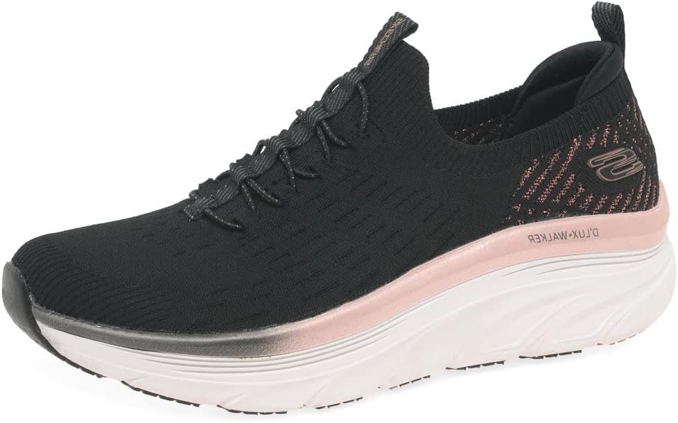 Skechers Women’s D’lux Walker Let It Glow Sneaker – 149366 – Black & Rose Gold