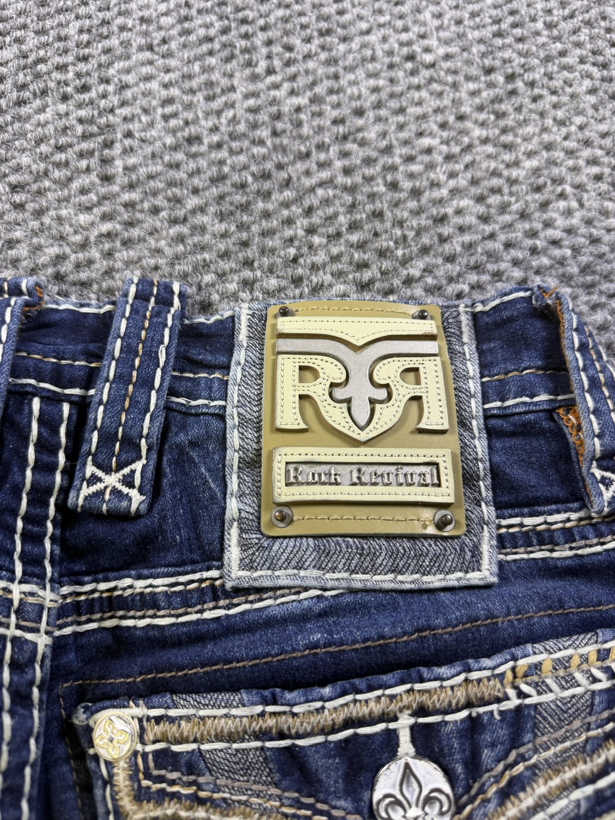 Rock Revival Jeans Womens 28 Blue Yowah Slim Boot Bootcut Distressed Embroidered