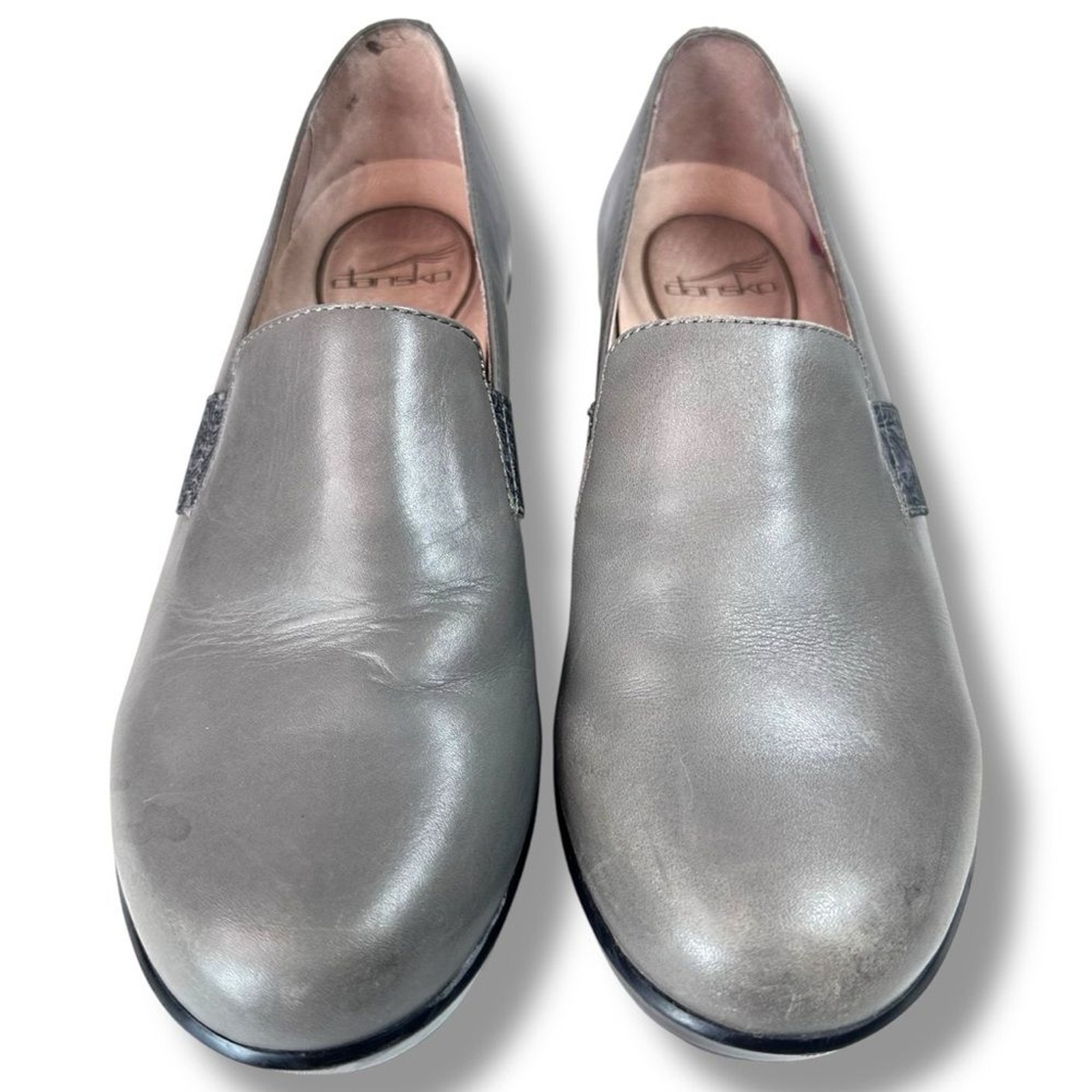 Dansko Jessica Gray Leather Slip On Comfort Clogs Size 40