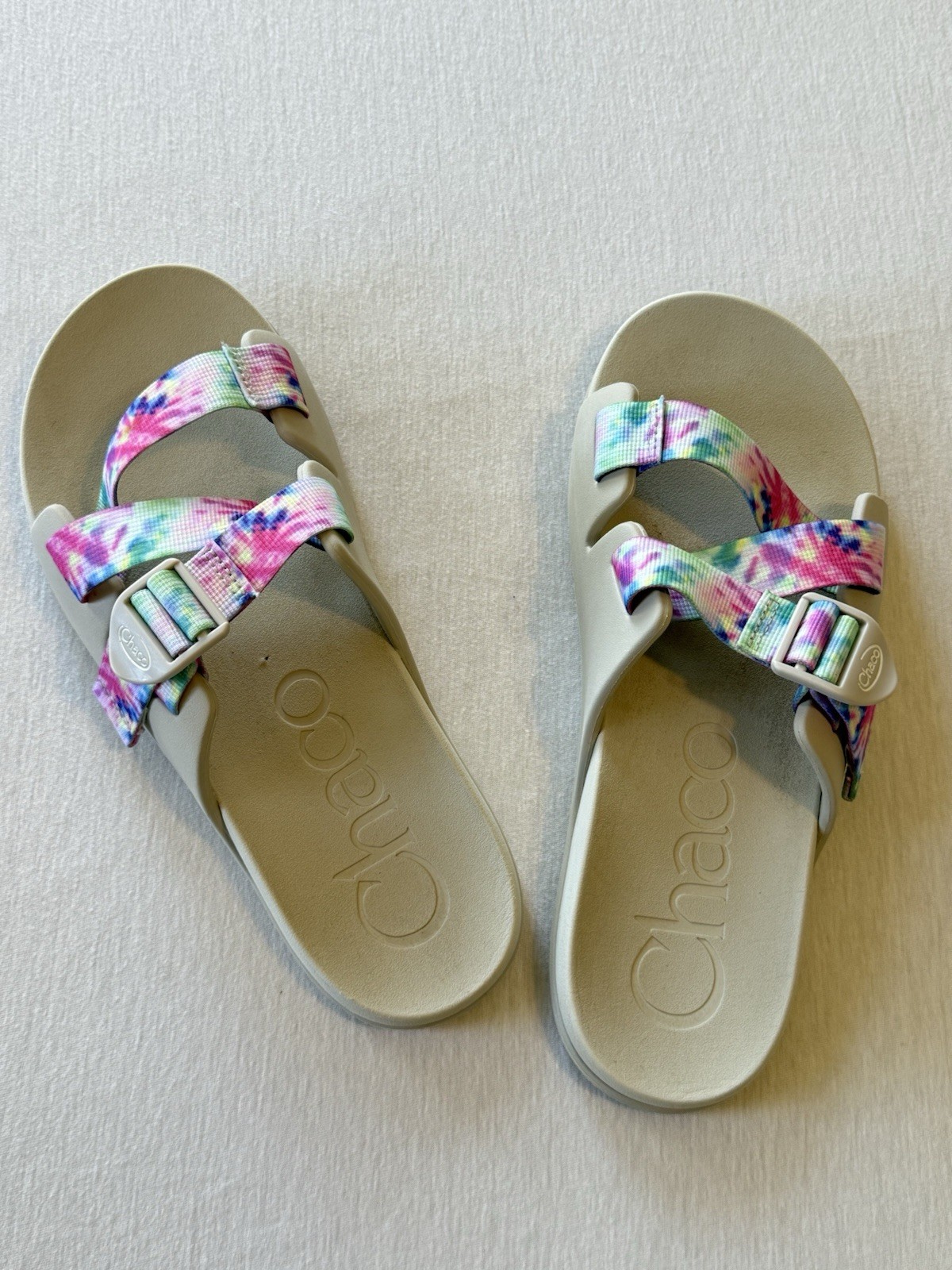 CHACO Chillos Slide Tie Dye Sandals, Adjustable Strap, Women’s Size US 11