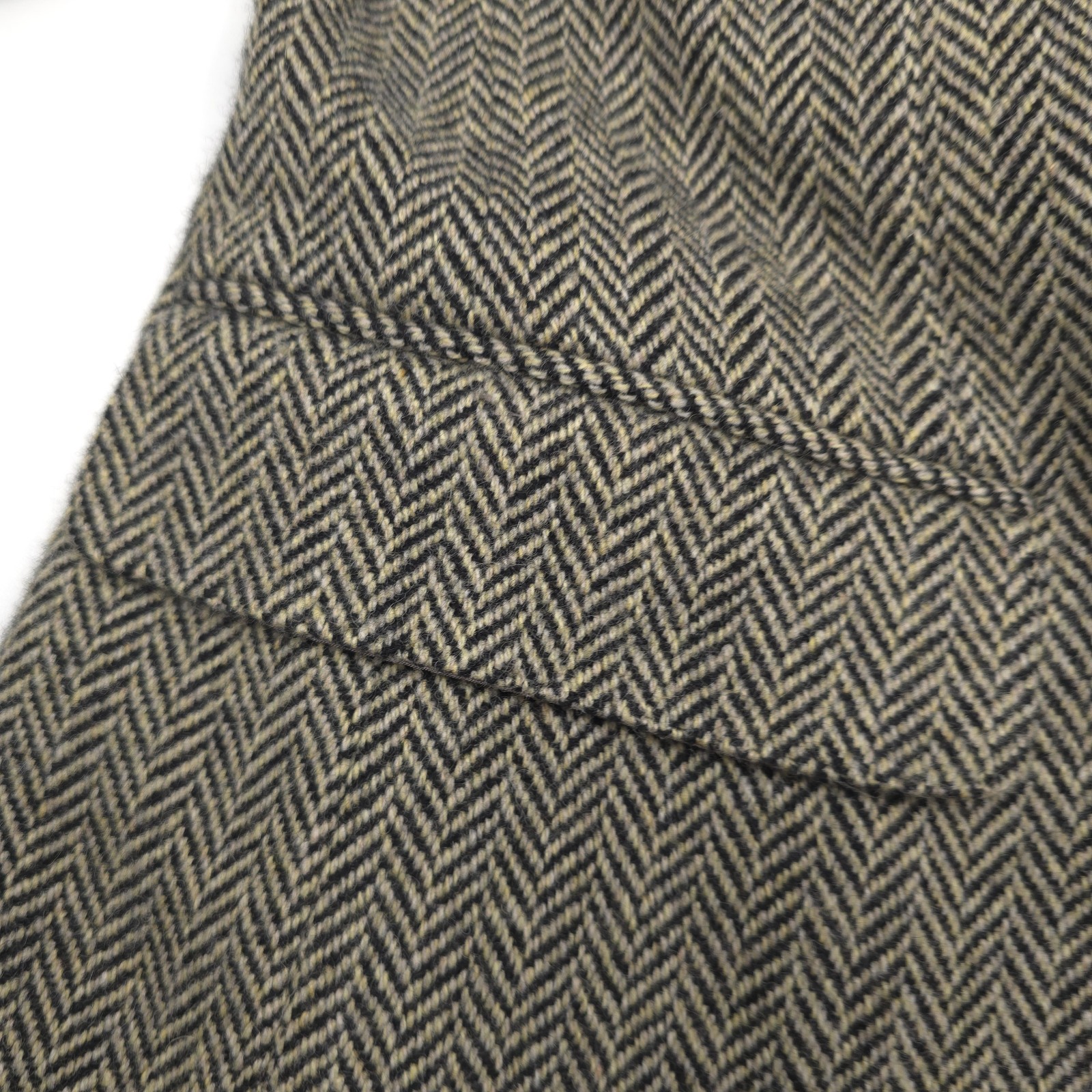 Polo Ralph Lauren Soft Herringbone Sport Coat Mens 42R Black Beige Wool Blazer