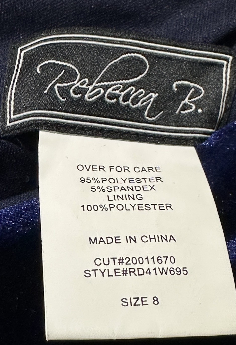 Rebecca B. Velvet Off the Shoulder Mini Dress Stretch Navy Blue Women Size 8