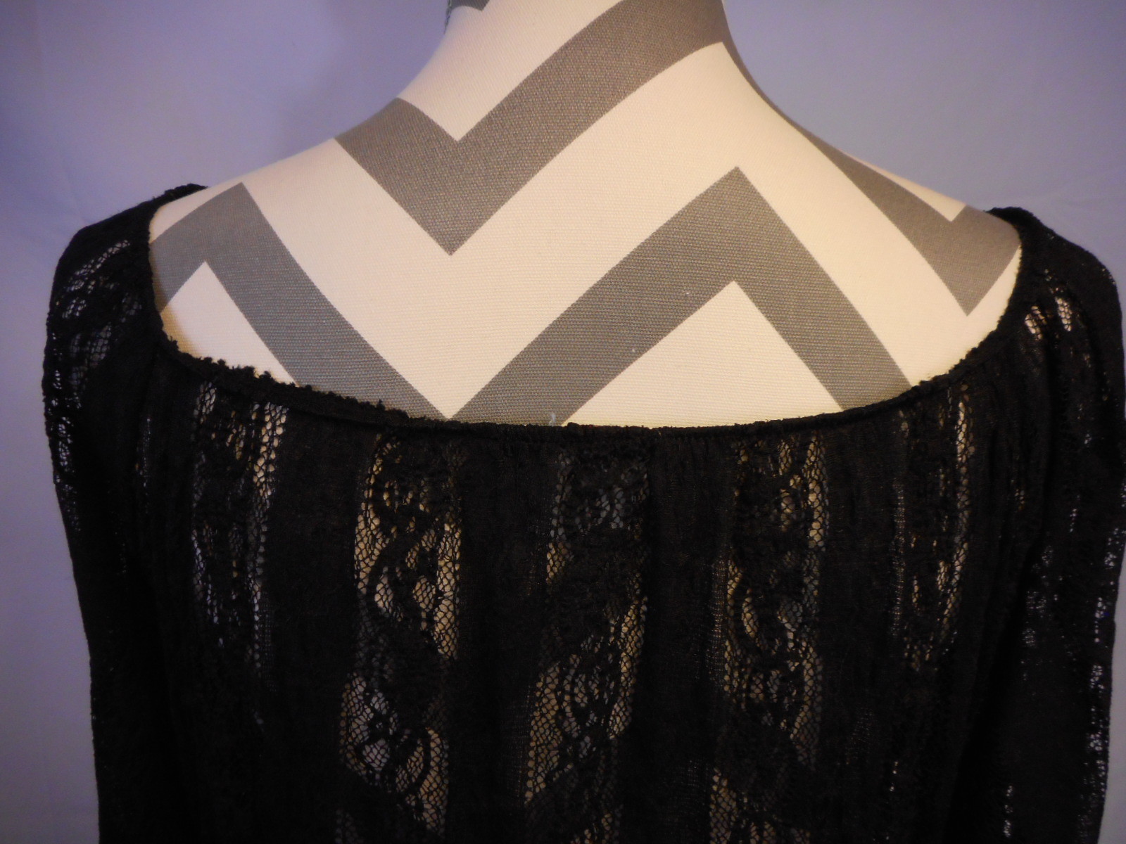 Black Lacey Shear Peasant Style Poof Large 90% nylon 10% Spandex