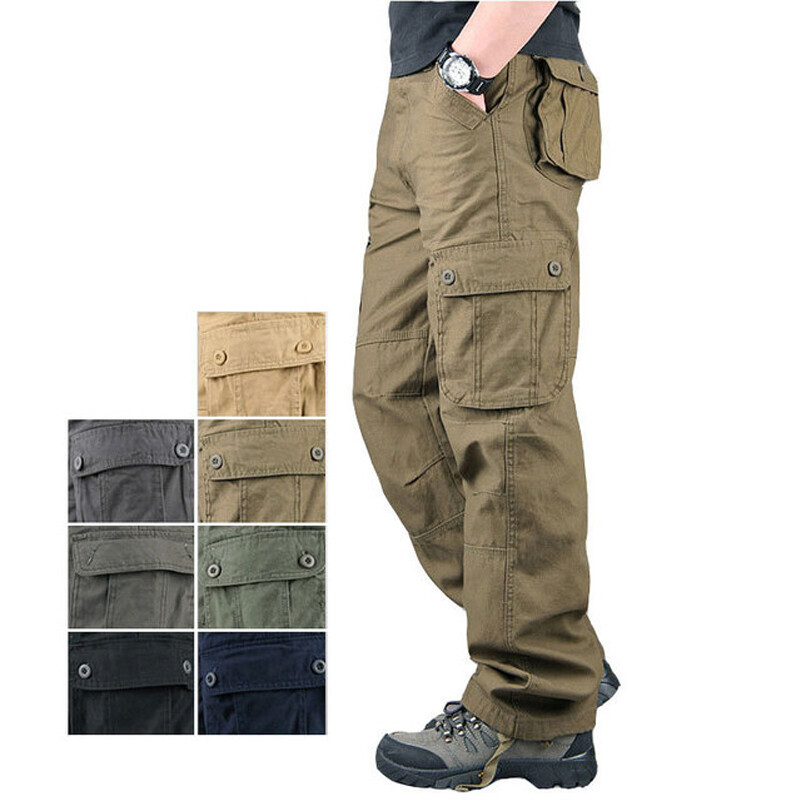 Men’s Army Tactical Combat 100% Cotton Cargo Work Pants Outdoor Hiking Trousers
