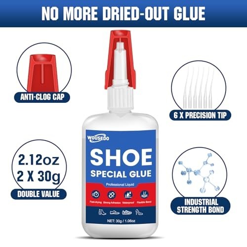 Shoe Glue 60g, Flexible & Waterproof Adhesive for Sole Repair & Restoration | Cl