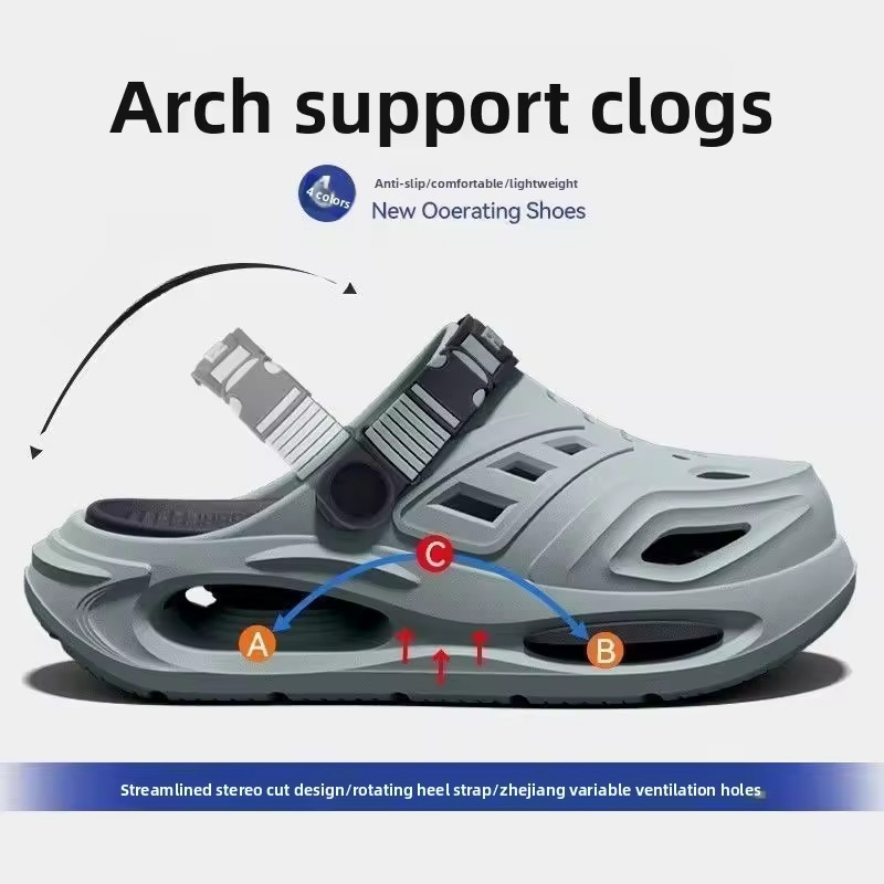 arch support anti-slip breathable soft sole clogs slippers wear-resistance shoes