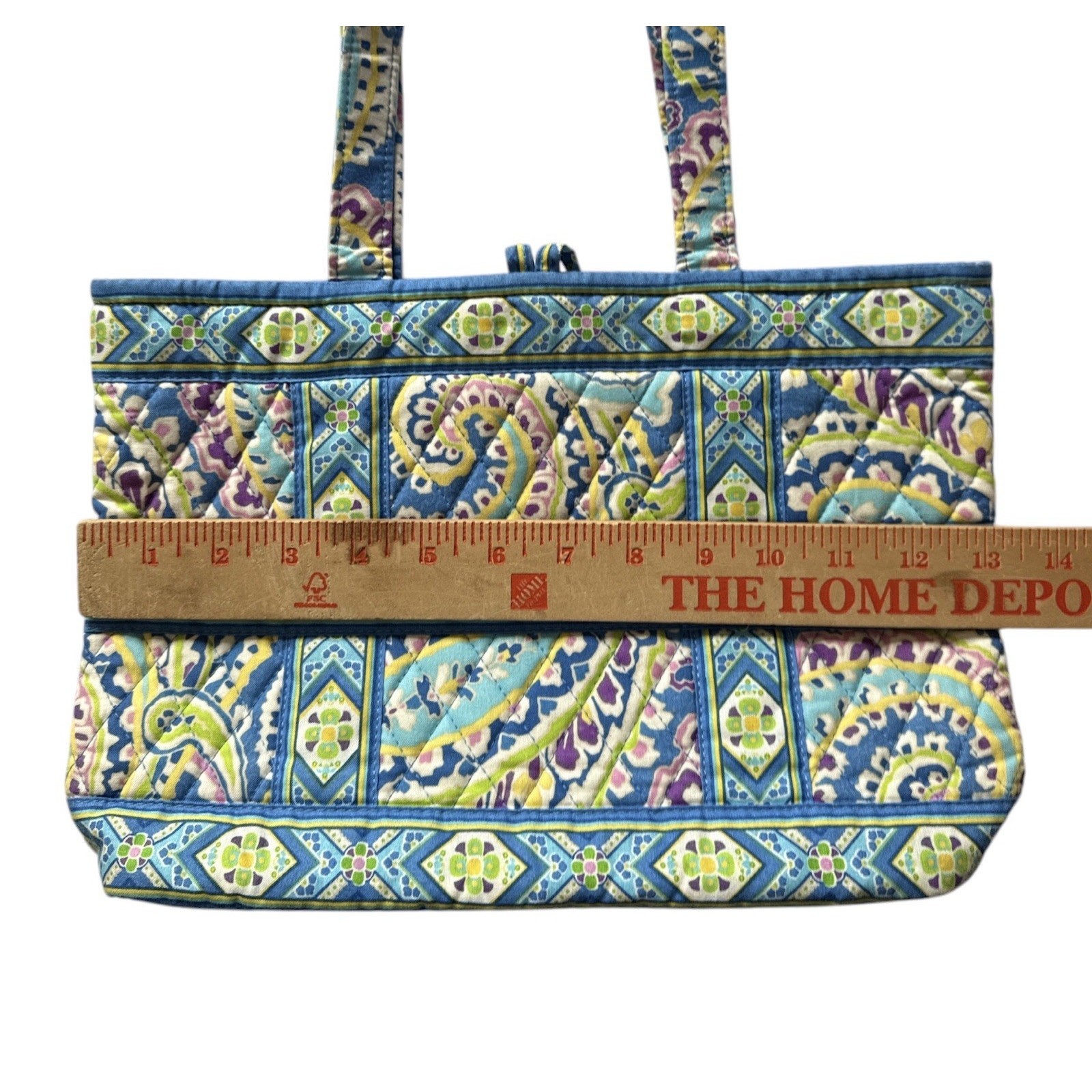 Retired Vera Bradley Tic Tac Toe Capri Blue Purse Handbag Paisley Toggle Tote