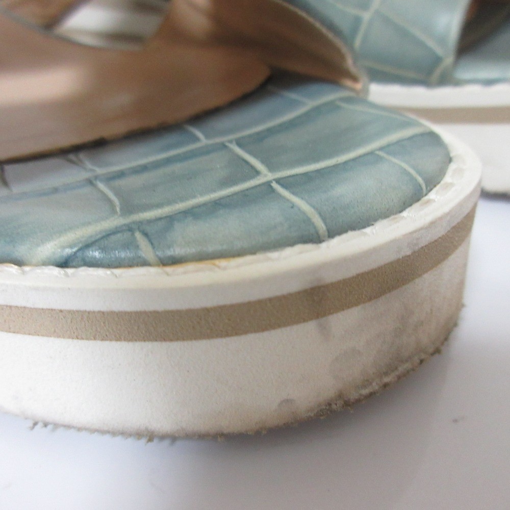 Luca Grossi Motif Platform Sandals, Approx. 9.3 inches, Blue Women USED