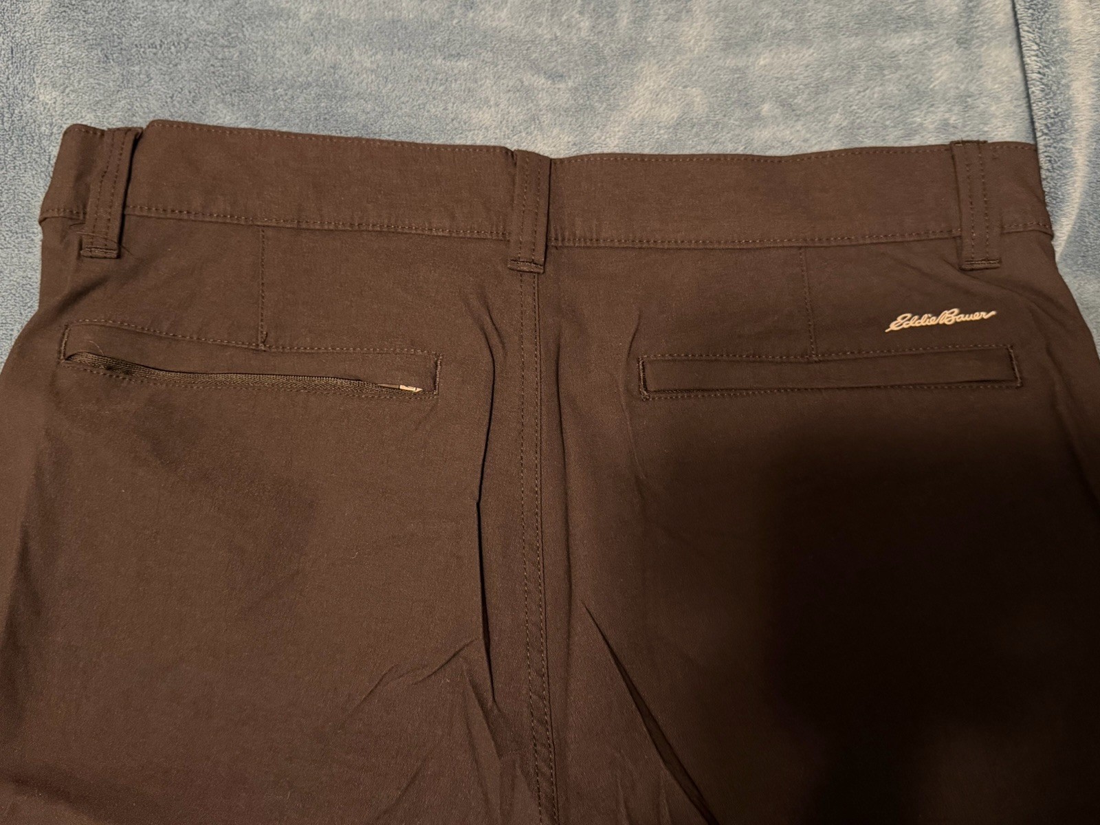 EDDIE BAUER HORIZON GUIDE CHINO PERFORMANCE PANTS BLACK MEN 33×30 BAD FLY ZIPPER