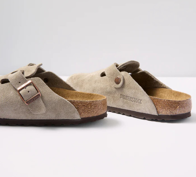 Birkenstock Boston Suede Leather Soft Footbed Taupe/Black/Mocha/Clog Sandals