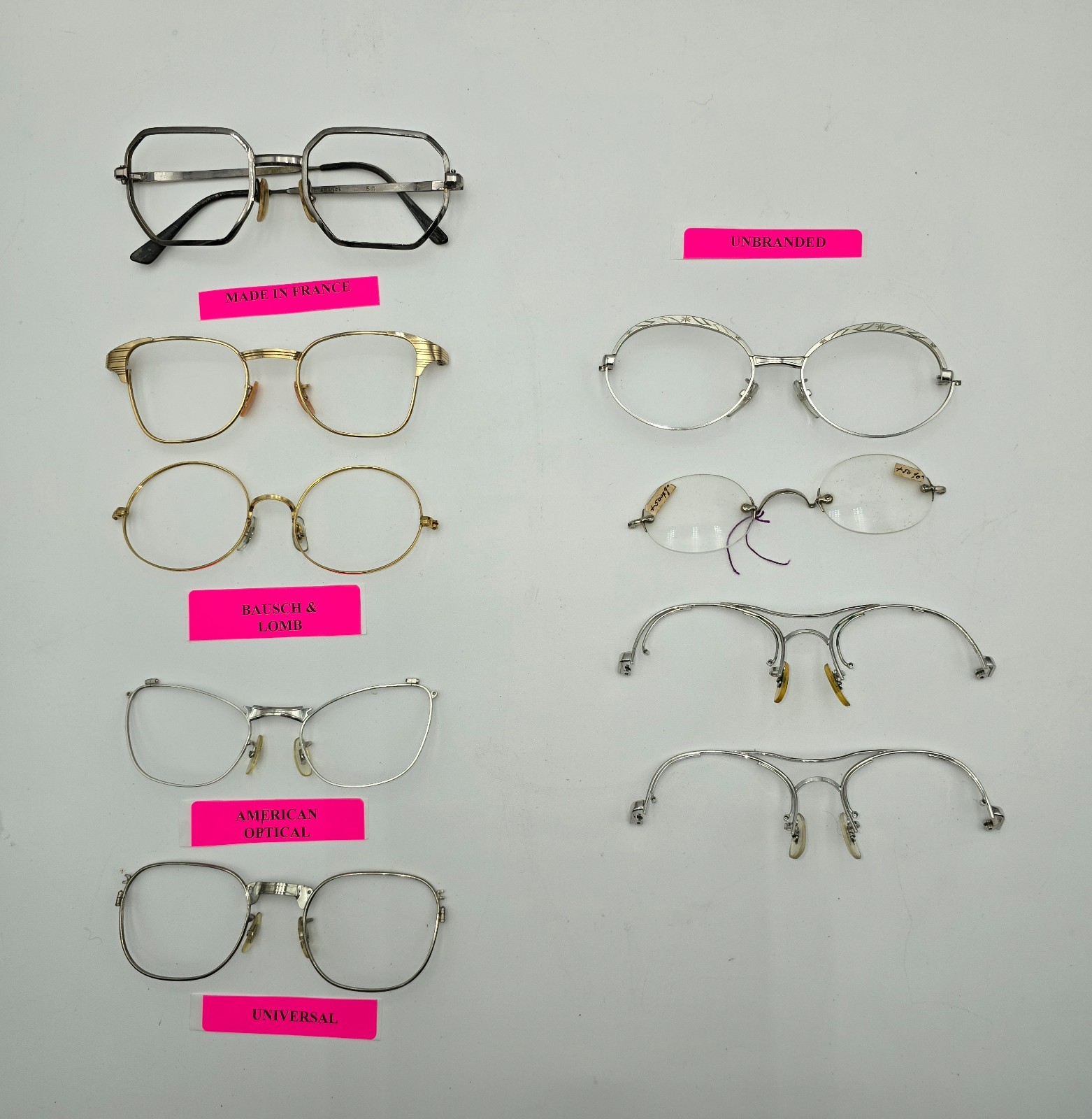 8 VINTAGE WIRE RIM & SEMI-RIMLESS FRAMES FRONTS AO B&L UNIVERSAL NEW & USED