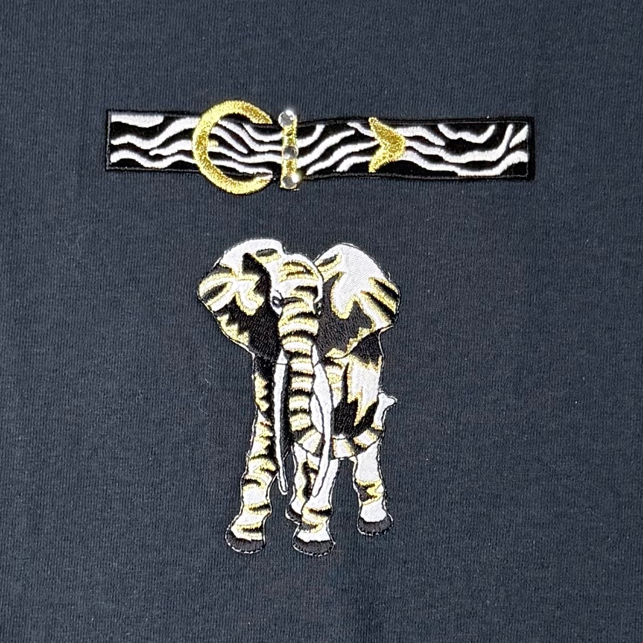 Redline Anvil Tank Top Medium Navy Blue Embroider Elephant Zebra Rhinestone Tee
