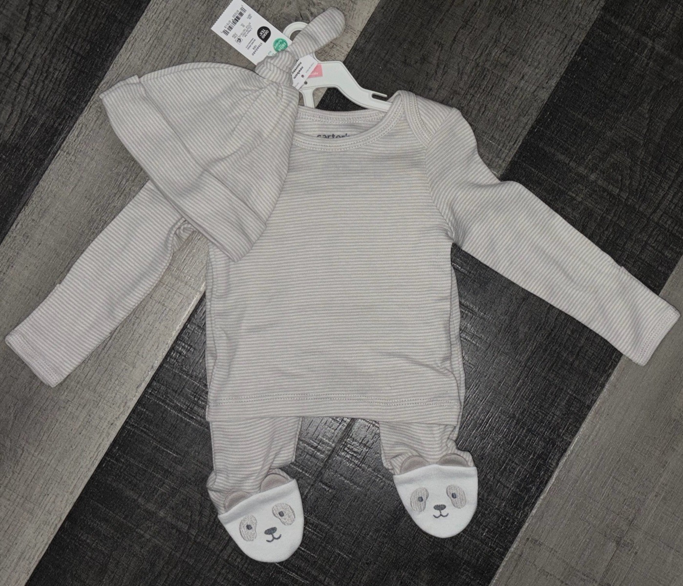 CARTERS BABY NEWBORN JUST ONE YOU 3 PIECE SET HAT PANTS SHIRT NWT