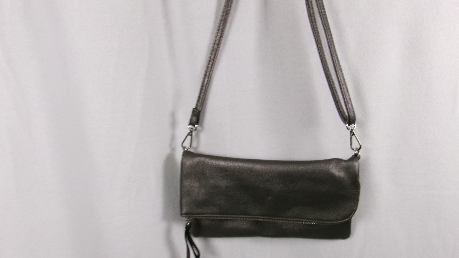 Charming Charlie Gray Metallic Fold-Over Crossbody Purse
